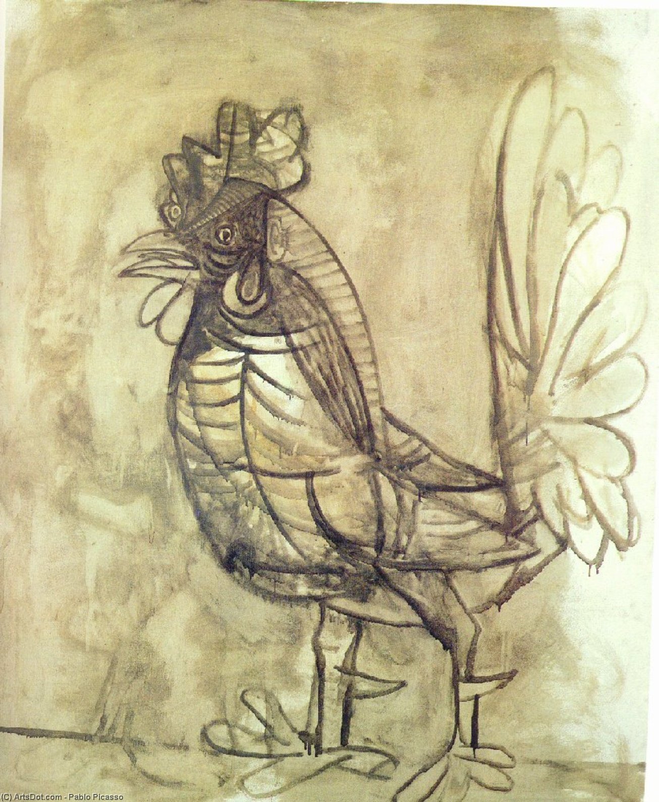 WikiOO.org - Εγκυκλοπαίδεια Καλών Τεχνών - Ζωγραφική, έργα τέχνης Pablo Picasso - A rooster