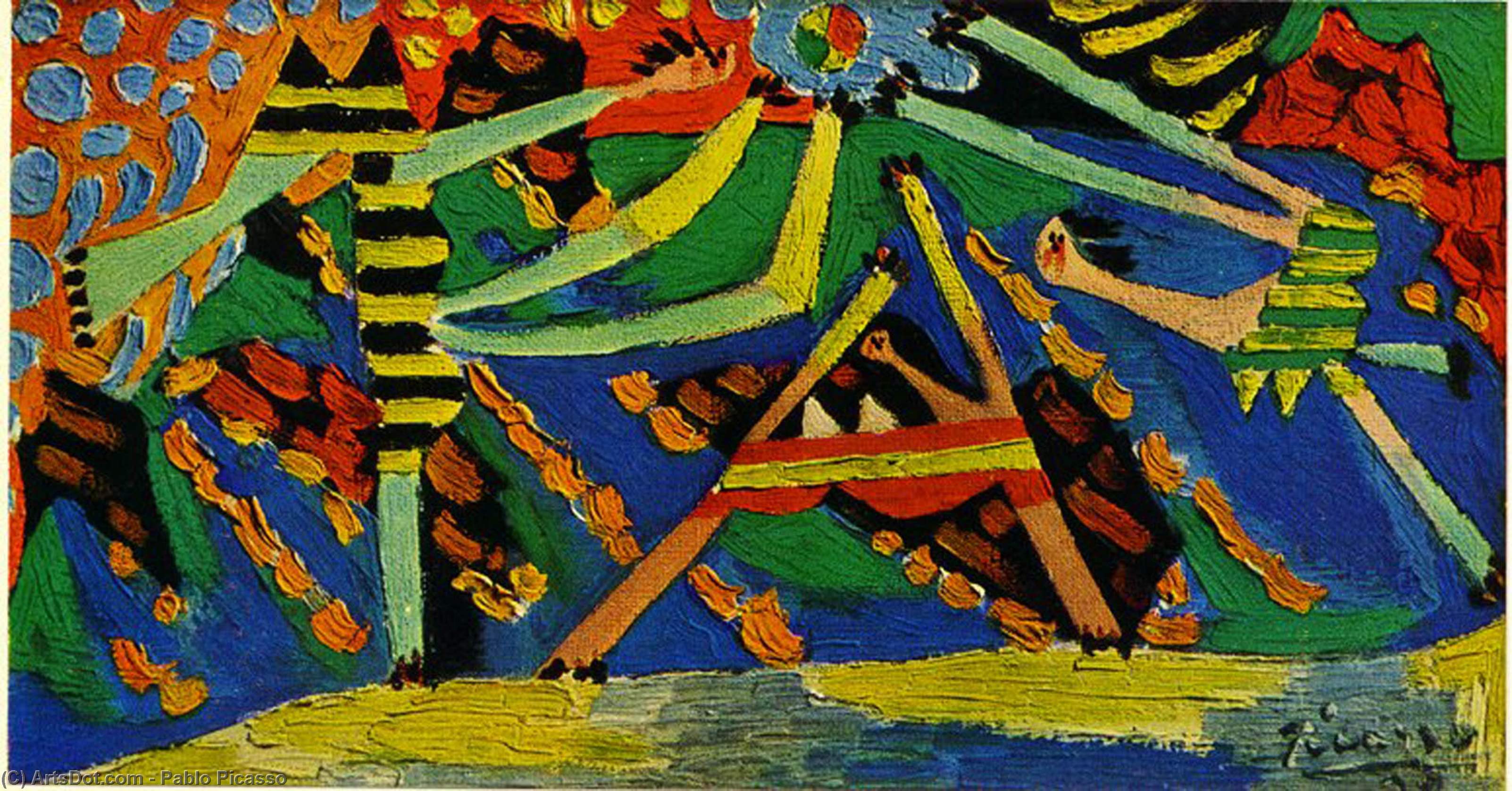 Wikioo.org – La Enciclopedia de las Bellas Artes - Pintura, Obras de arte de Pablo Picasso - En la playa , Dinard