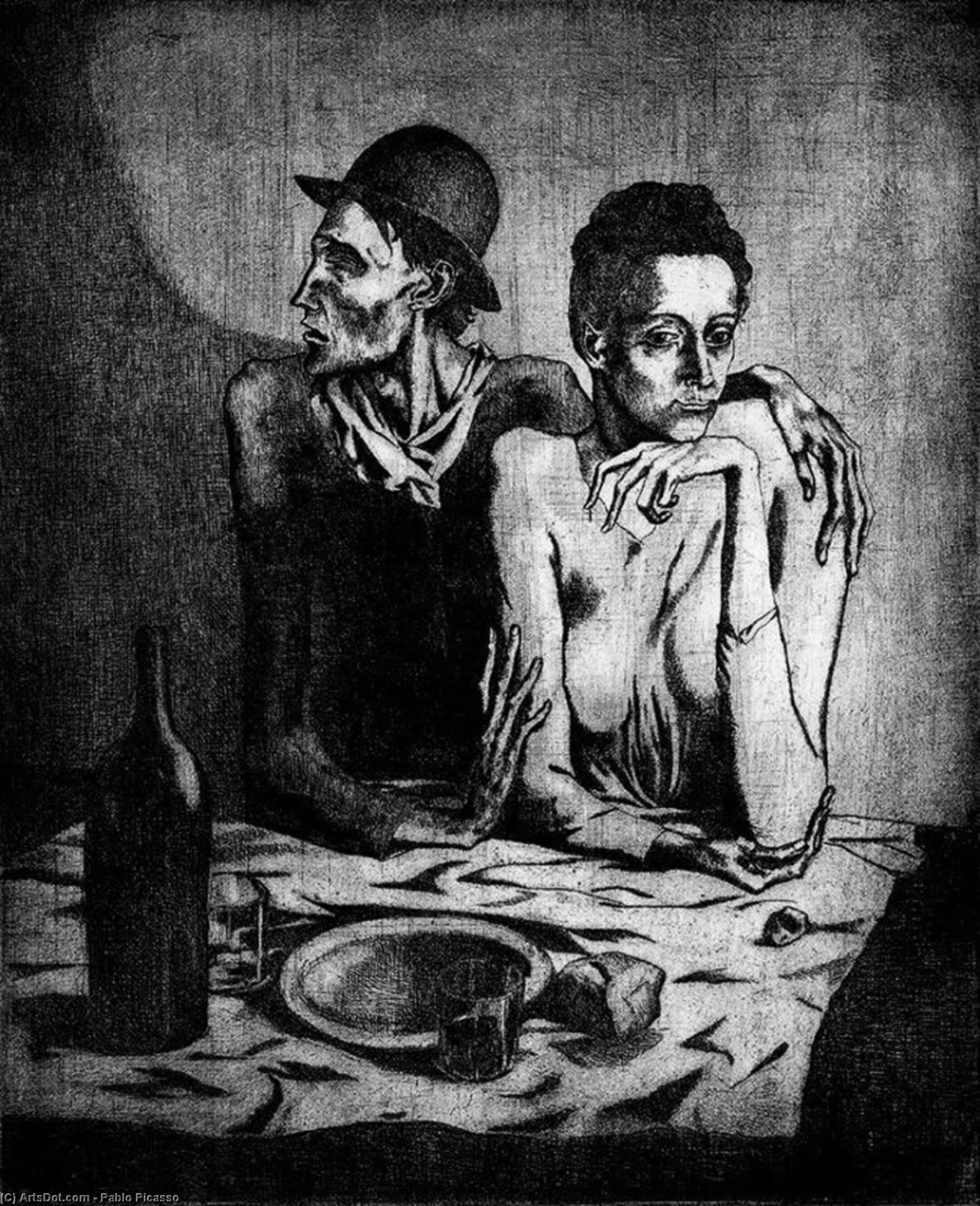 WikiOO.org - 백과 사전 - 회화, 삽화 Pablo Picasso - A simple meal