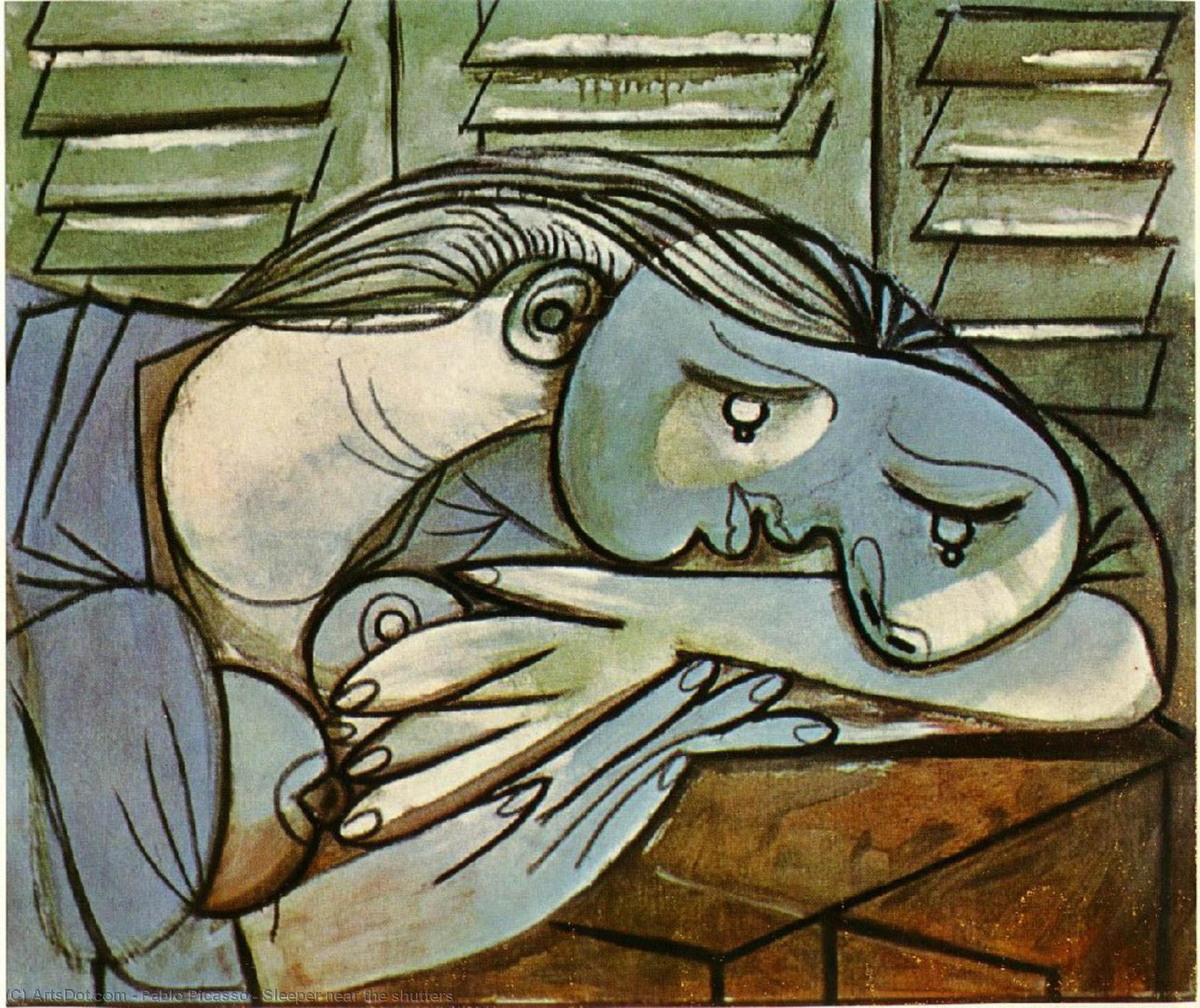 Wikioo.org - Die Enzyklopädie bildender Kunst - Malerei, Kunstwerk von Pablo Picasso - Schläfer nahe  der  Fensterläden