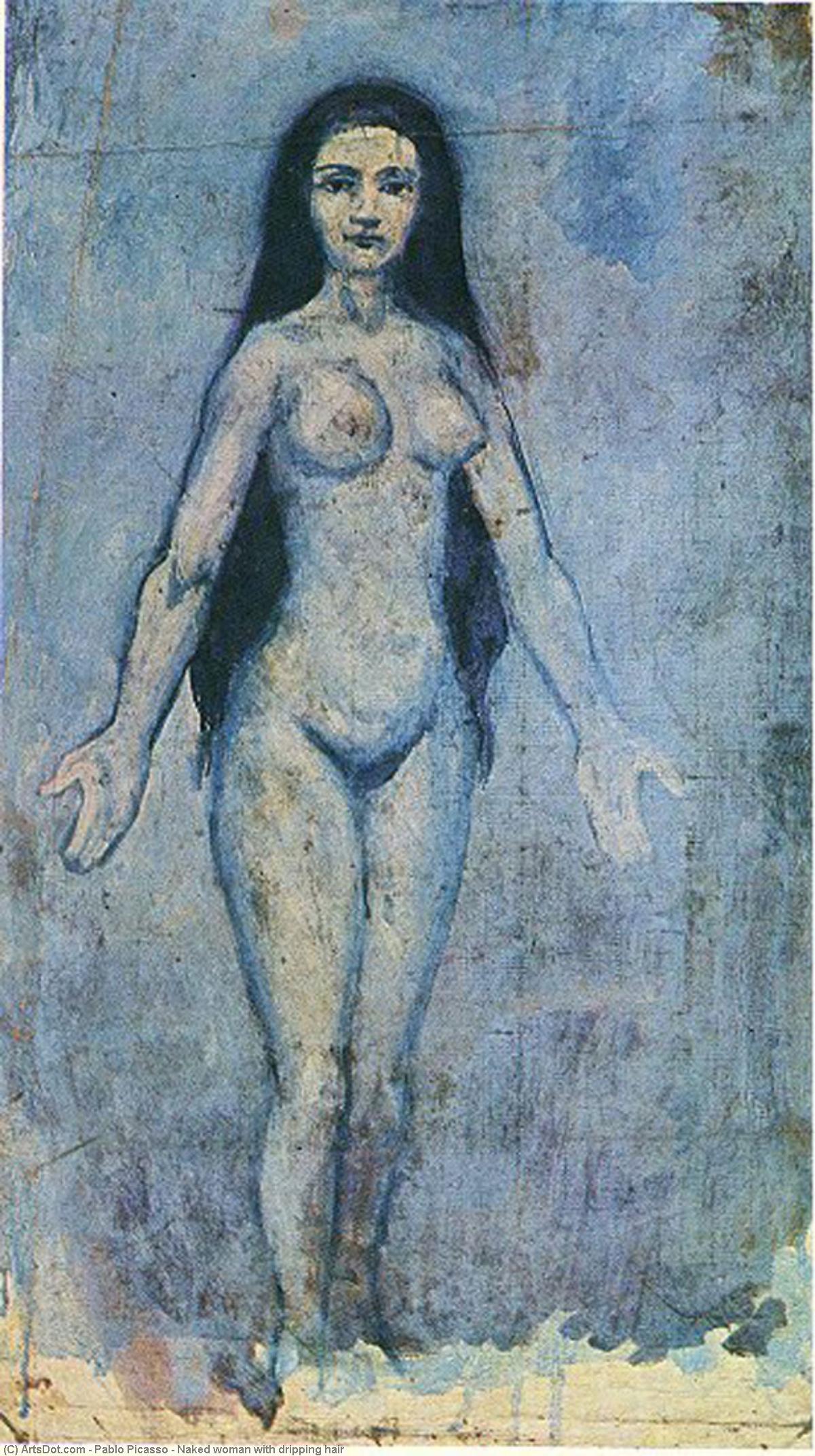 Wikioo.org – L'Encyclopédie des Beaux Arts - Peinture, Oeuvre de Pablo Picasso - femme nu avec  égouttage  cheveu