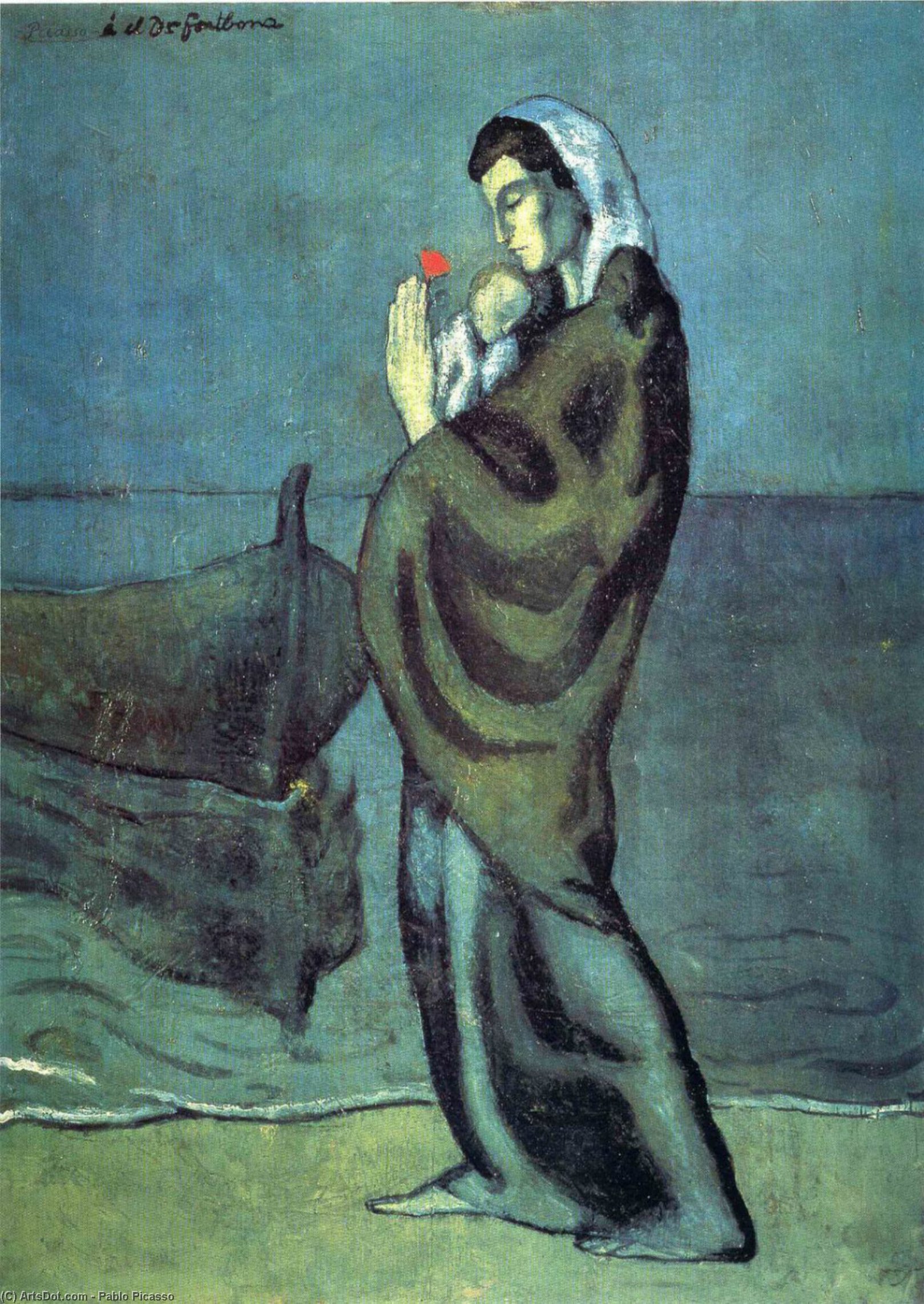 WikiOO.org - Encyclopedia of Fine Arts - Målning, konstverk Pablo Picasso - Mother and child on the beach
