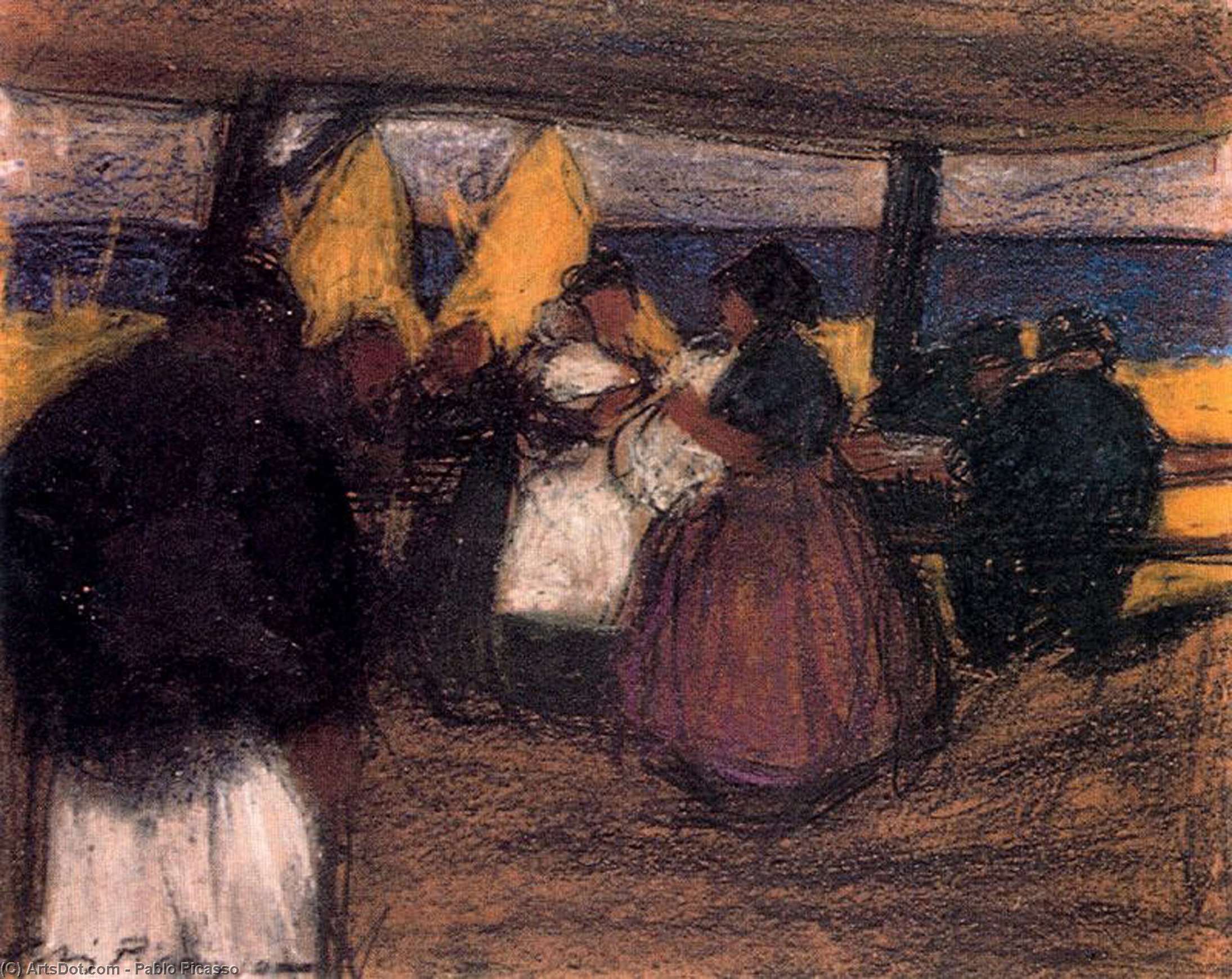 WikiOO.org - Encyclopedia of Fine Arts - Lukisan, Artwork Pablo Picasso - Snackbar in the open air