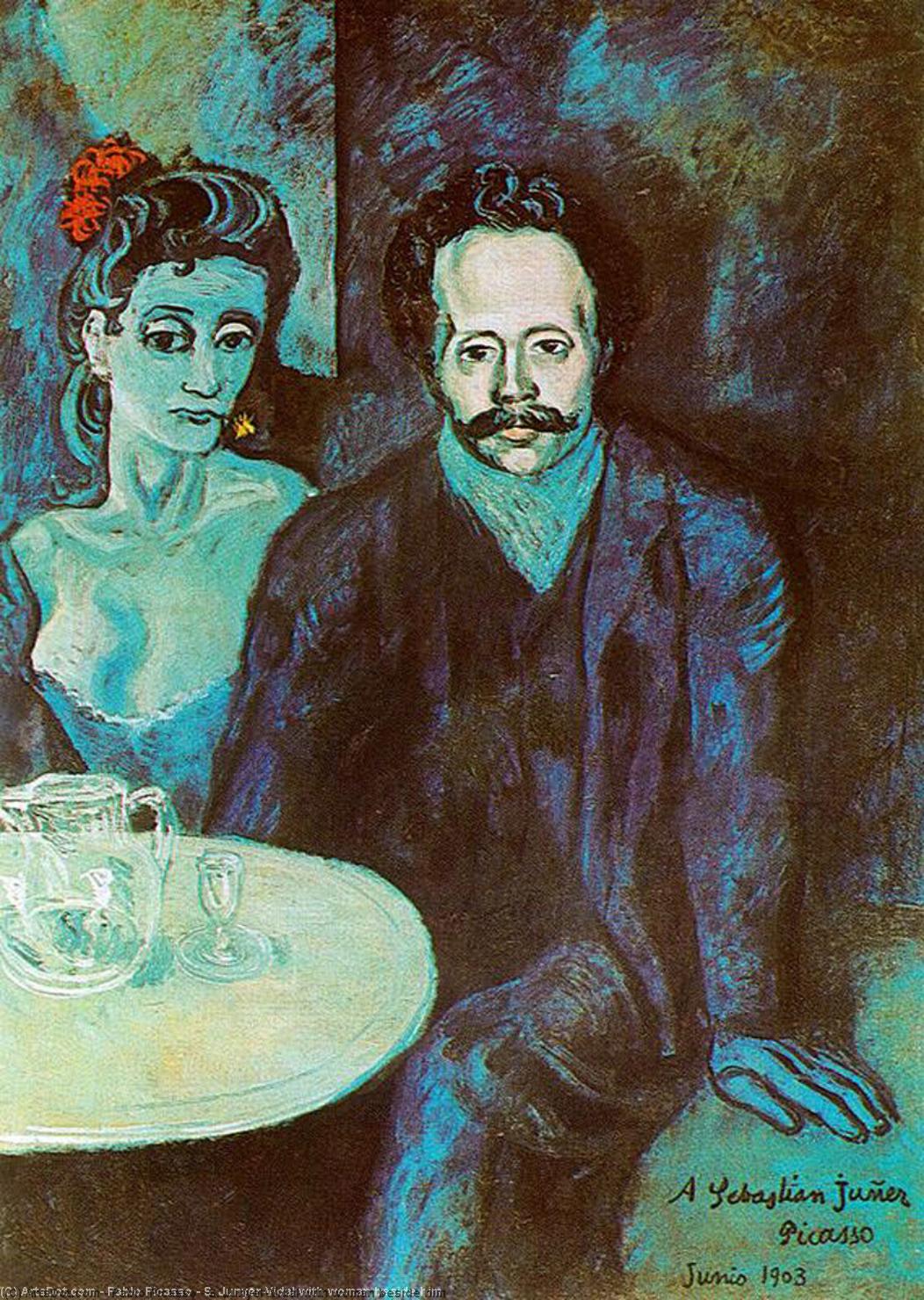 WikiOO.org - Энциклопедия изобразительного искусства - Живопись, Картины  Pablo Picasso - S . Junyer-Vidal с женщиной возле него