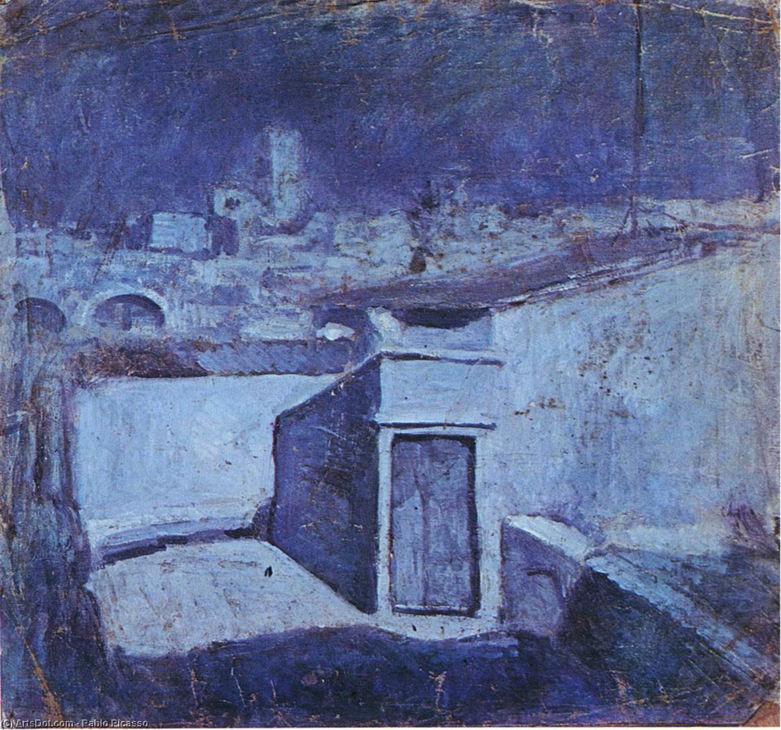 Wikioo.org - Bách khoa toàn thư về mỹ thuật - Vẽ tranh, Tác phẩm nghệ thuật Pablo Picasso - The roofs of Barcelona in the moonlight