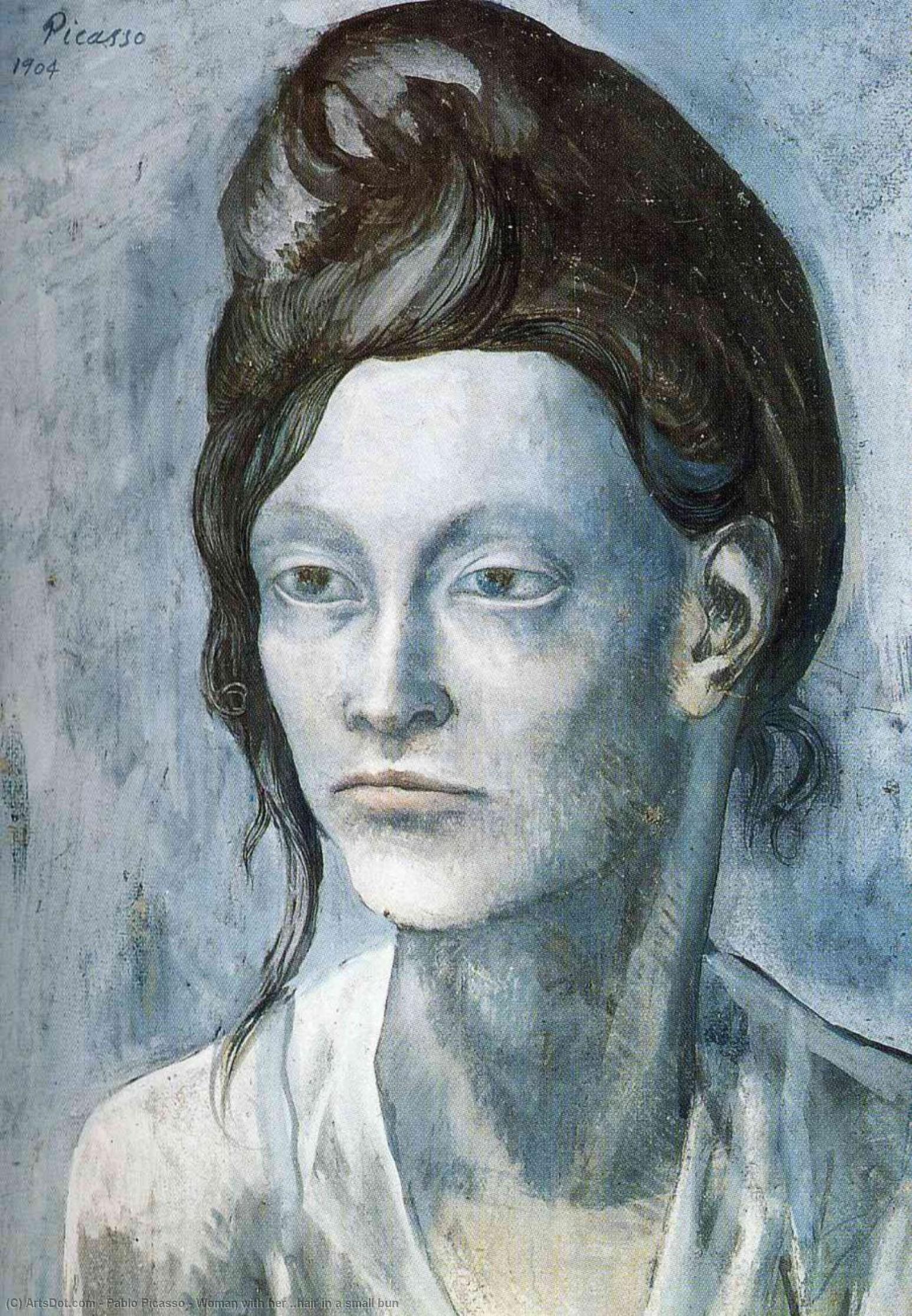 Wikioo.org - The Encyclopedia of Fine Arts - Painting, Artwork by Pablo Picasso - Woman with her ..hair in a small bun