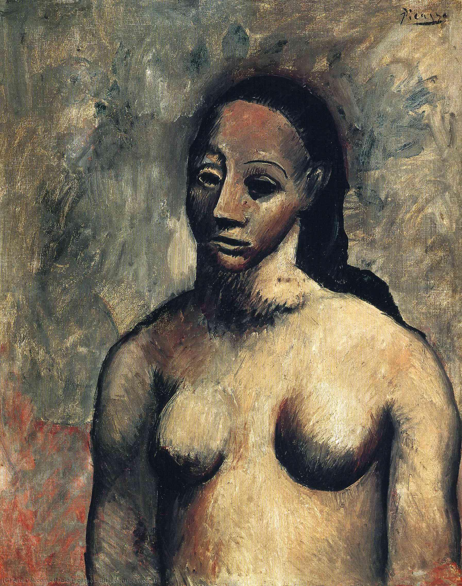 Wikoo.org - موسوعة الفنون الجميلة - اللوحة، العمل الفني Pablo Picasso - Bust of nude woman