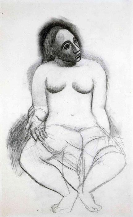 Wikoo.org - موسوعة الفنون الجميلة - اللوحة، العمل الفني Pablo Picasso - Seated nude