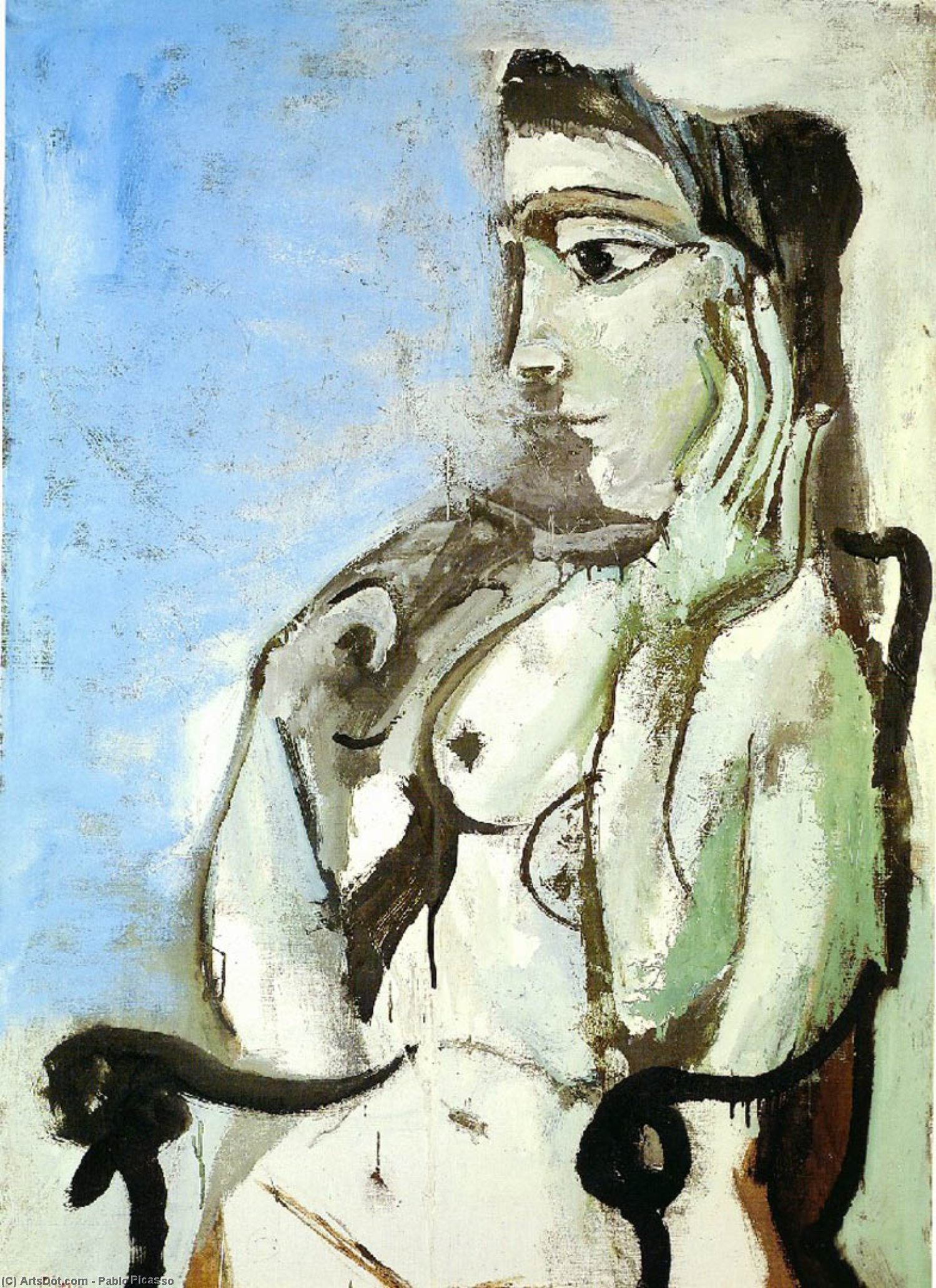 WikiOO.org - Εγκυκλοπαίδεια Καλών Τεχνών - Ζωγραφική, έργα τέχνης Pablo Picasso - Female nude sitting in the armchair