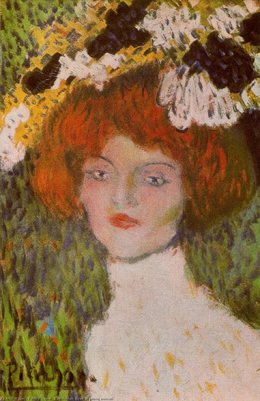 WikiOO.org - Güzel Sanatlar Ansiklopedisi - Resim, Resimler Pablo Picasso - Madrilenian (Head of young woman)