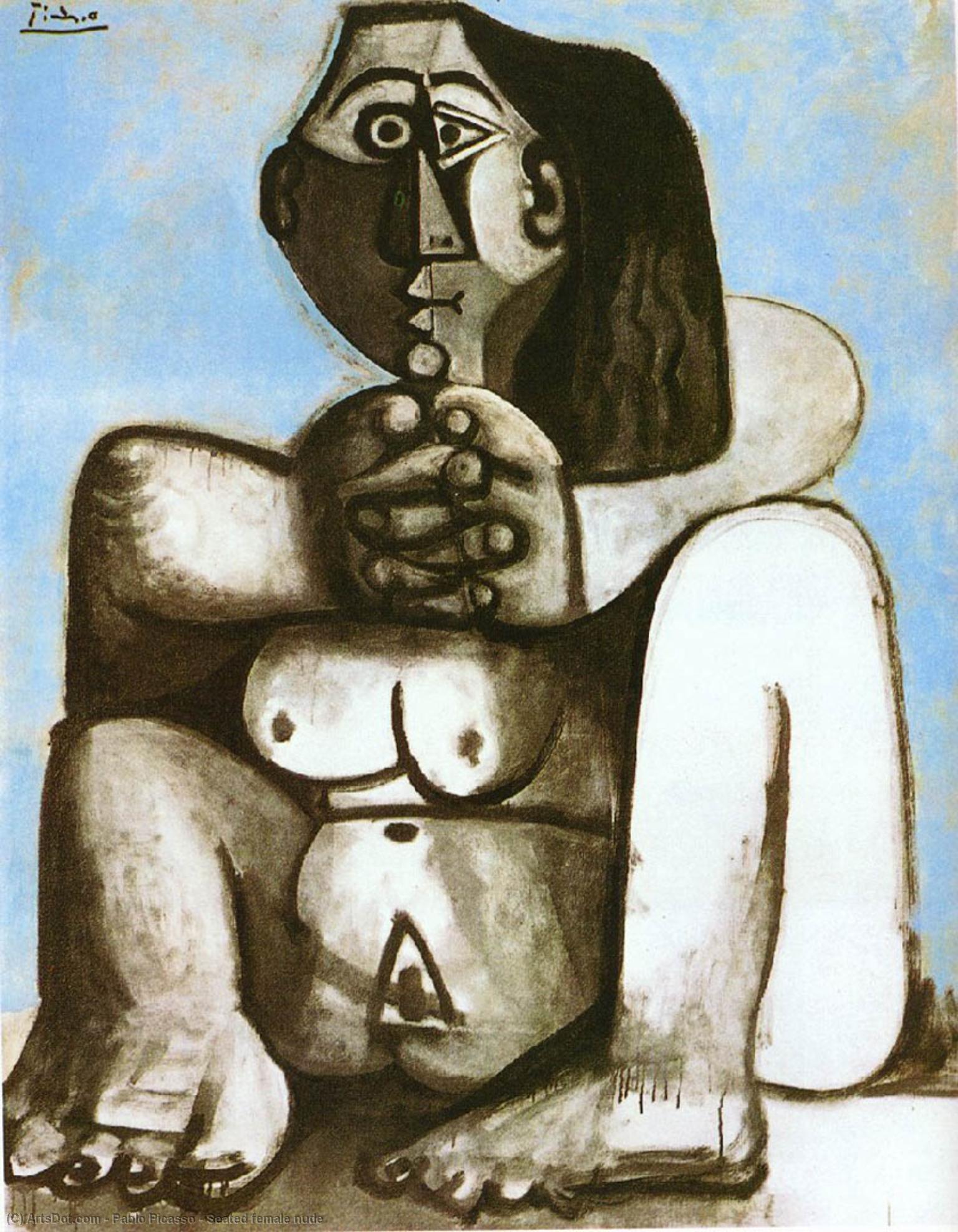Wikoo.org - موسوعة الفنون الجميلة - اللوحة، العمل الفني Pablo Picasso - Seated female nude