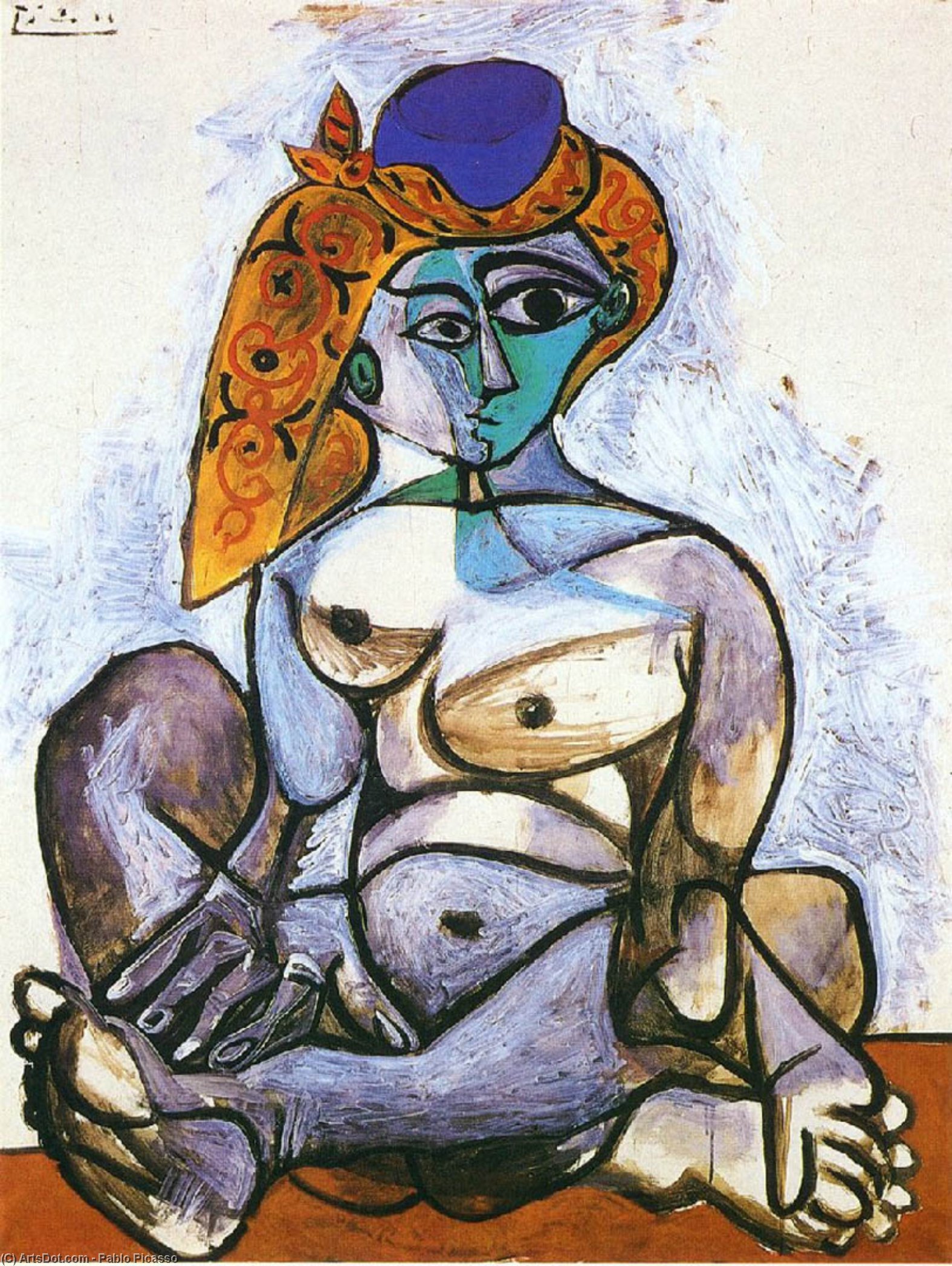 Wikoo.org - موسوعة الفنون الجميلة - اللوحة، العمل الفني Pablo Picasso - Nude woman with turkish bonnet