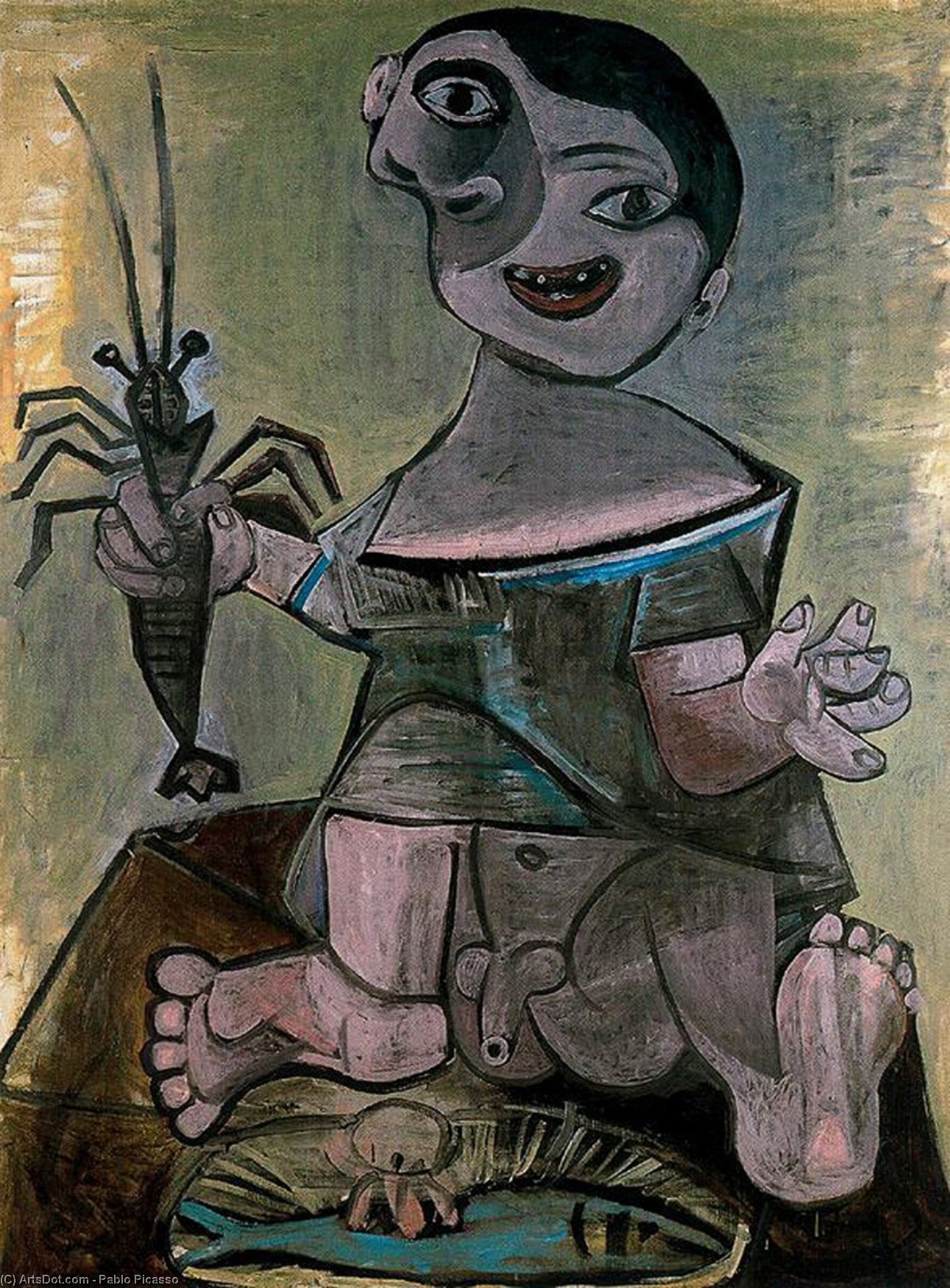 Wikoo.org - موسوعة الفنون الجميلة - اللوحة، العمل الفني Pablo Picasso - Boy with a langosta