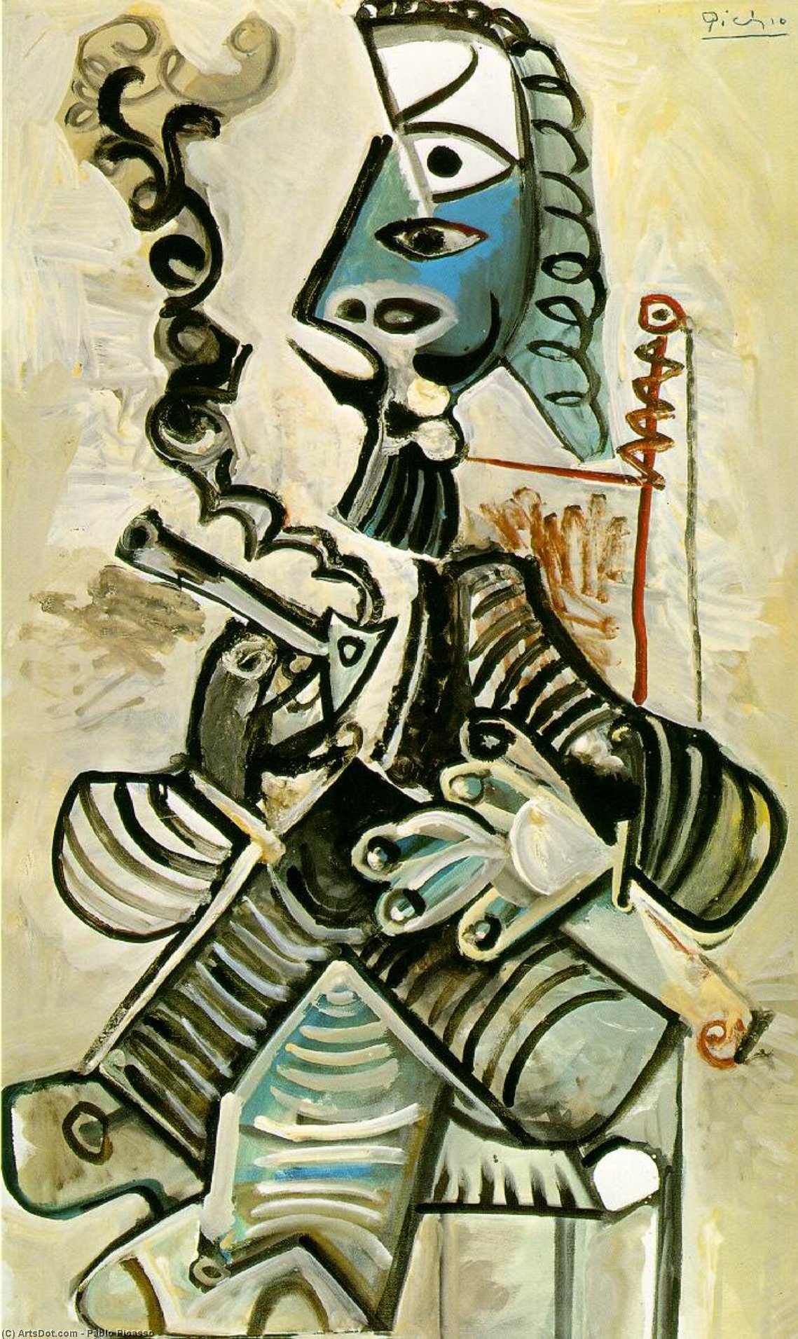 WikiOO.org - Encyclopedia of Fine Arts - Maľba, Artwork Pablo Picasso - Man with pipe
