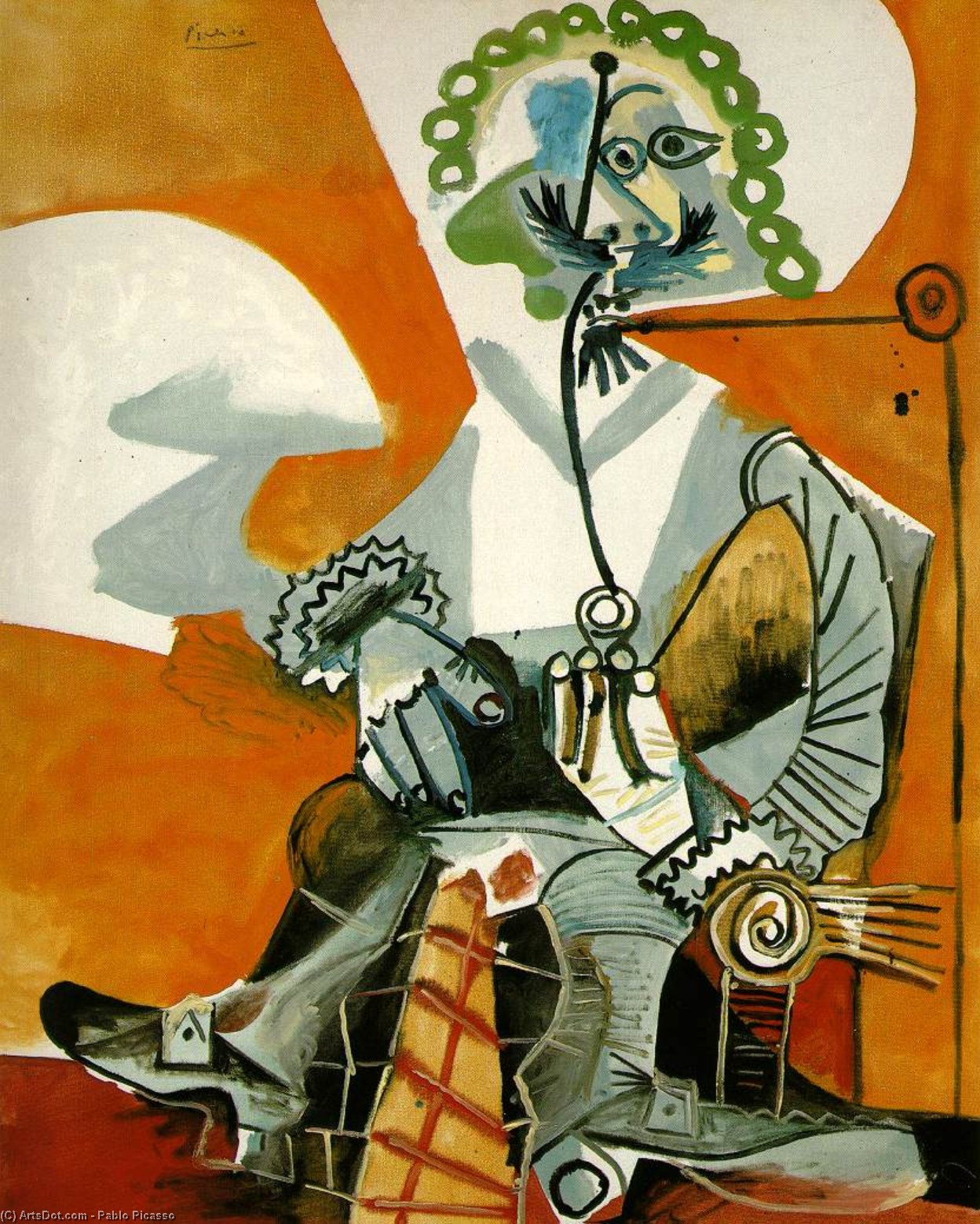 Wikioo.org – La Enciclopedia de las Bellas Artes - Pintura, Obras de arte de Pablo Picasso - el hombre enestado  Un  la tubería