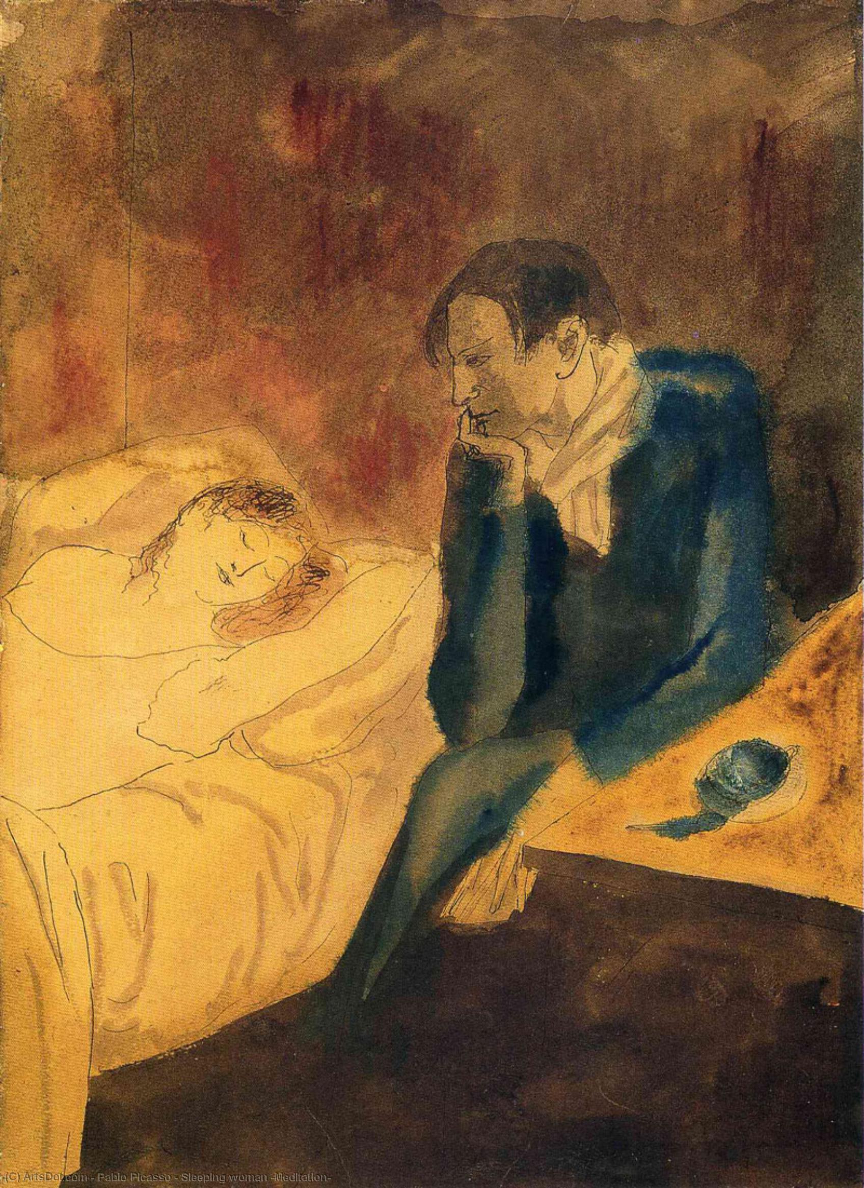 WikiOO.org - Encyclopedia of Fine Arts - Maalaus, taideteos Pablo Picasso - Sleeping woman (Meditation)