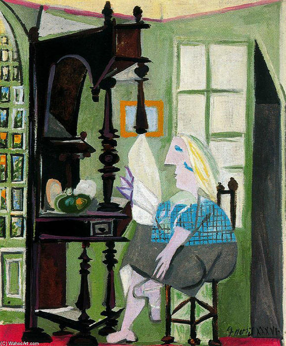 Wikioo.org – La Enciclopedia de las Bellas Artes - Pintura, Obras de arte de Pablo Picasso - mujer por el  aparador
