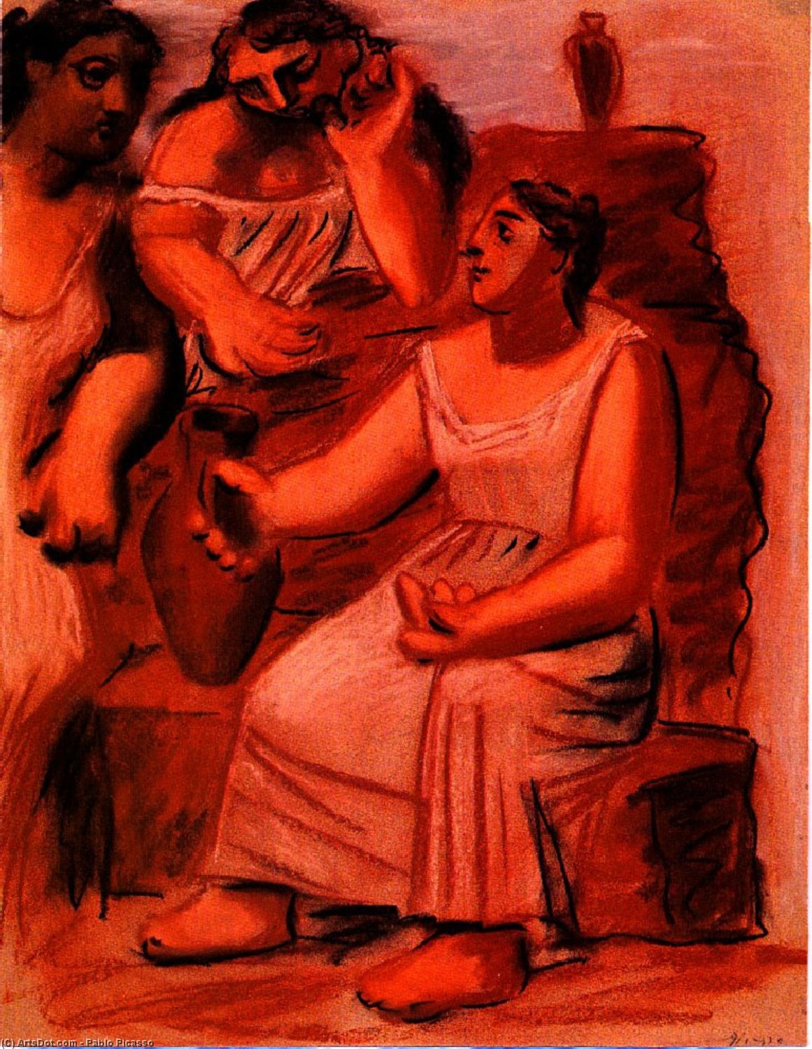 WikiOO.org - Enciklopedija likovnih umjetnosti - Slikarstvo, umjetnička djela Pablo Picasso - Three women at a fountain (study)