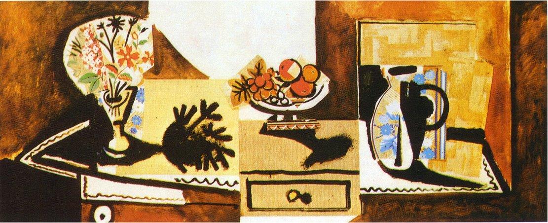 Wikoo.org - موسوعة الفنون الجميلة - اللوحة، العمل الفني Pablo Picasso - Still life on the dresser