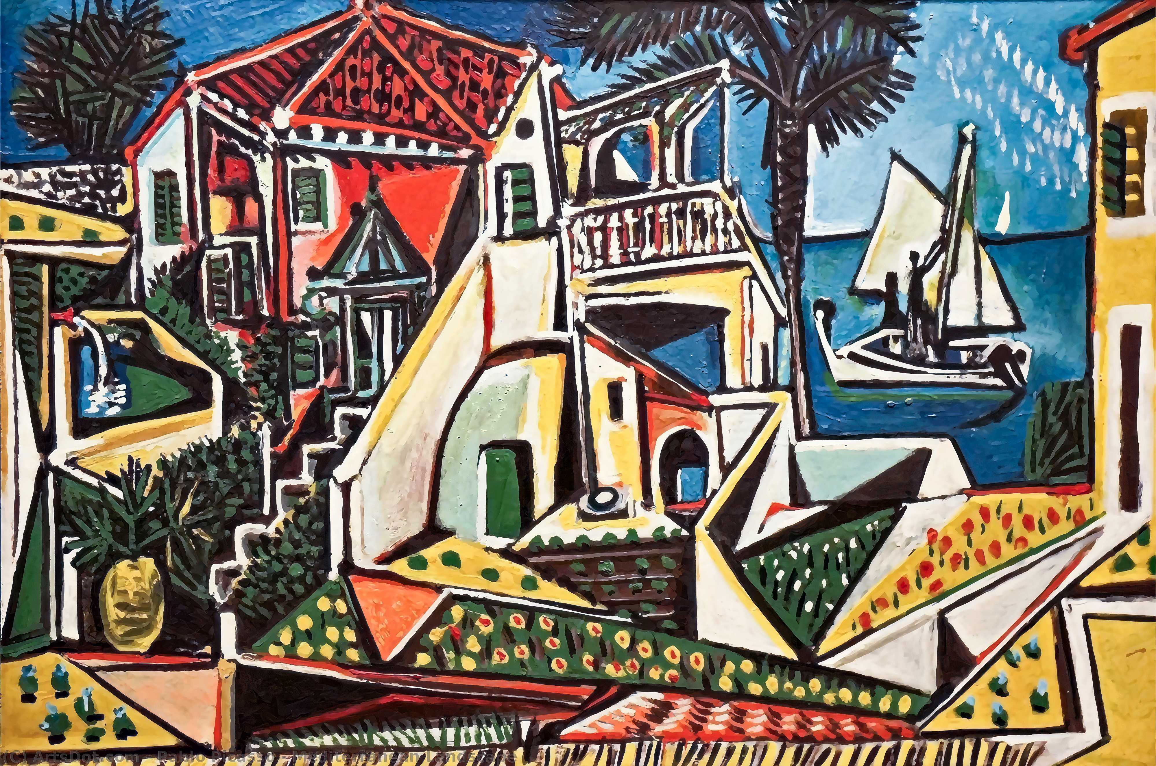 Wikoo.org - موسوعة الفنون الجميلة - اللوحة، العمل الفني Pablo Picasso - Mediterranean Landscape