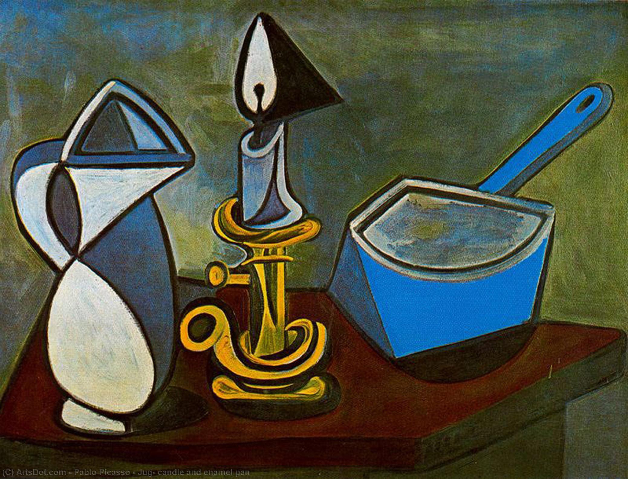 Wikioo.org - The Encyclopedia of Fine Arts - Painting, Artwork by Pablo Picasso - Jug, candle and enamel pan