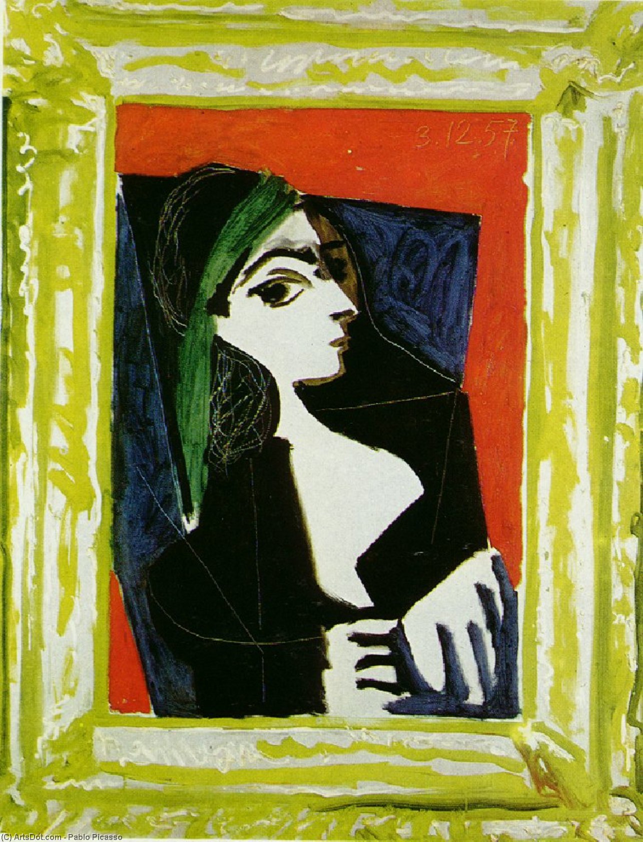 Wikoo.org - موسوعة الفنون الجميلة - اللوحة، العمل الفني Pablo Picasso - Portrait of Jacqueline