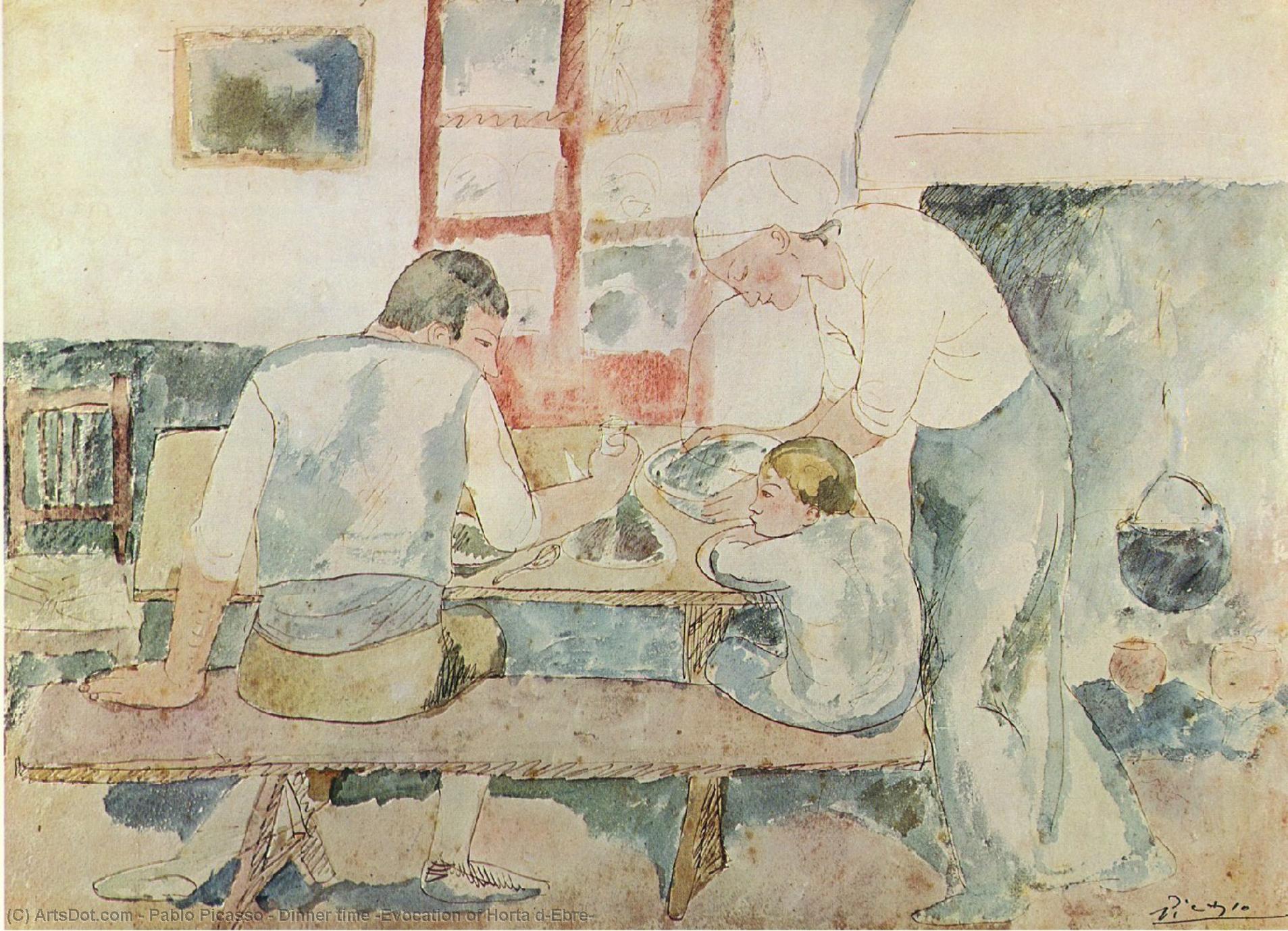 WikiOO.org - Encyclopedia of Fine Arts - Festés, Grafika Pablo Picasso - Dinner time (Evocation of Horta d'Ebre)