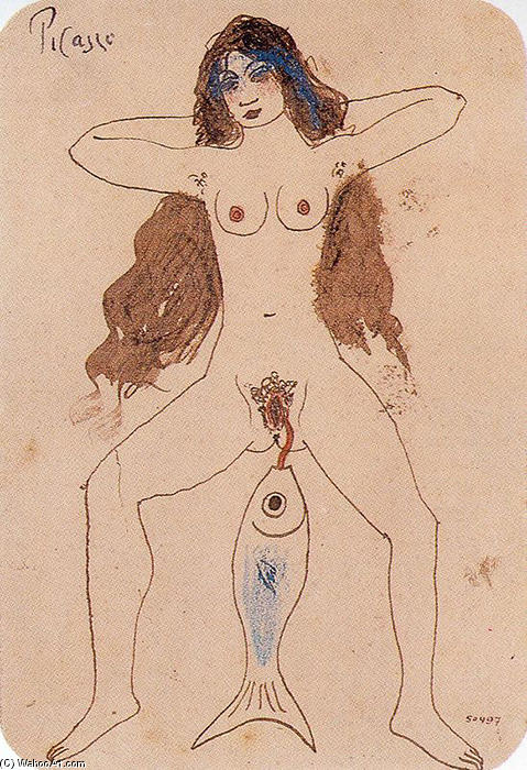 WikiOO.org - Encyclopedia of Fine Arts - Målning, konstverk Pablo Picasso - The Mackerel