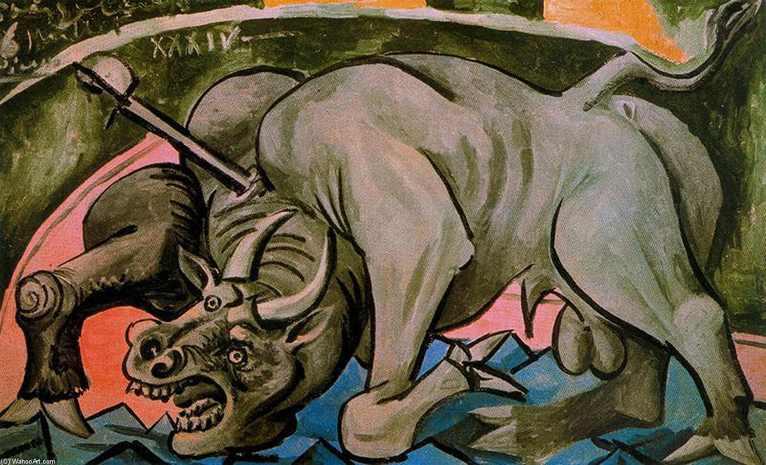 WikiOO.org - Enciclopédia das Belas Artes - Pintura, Arte por Pablo Picasso - Dying bull