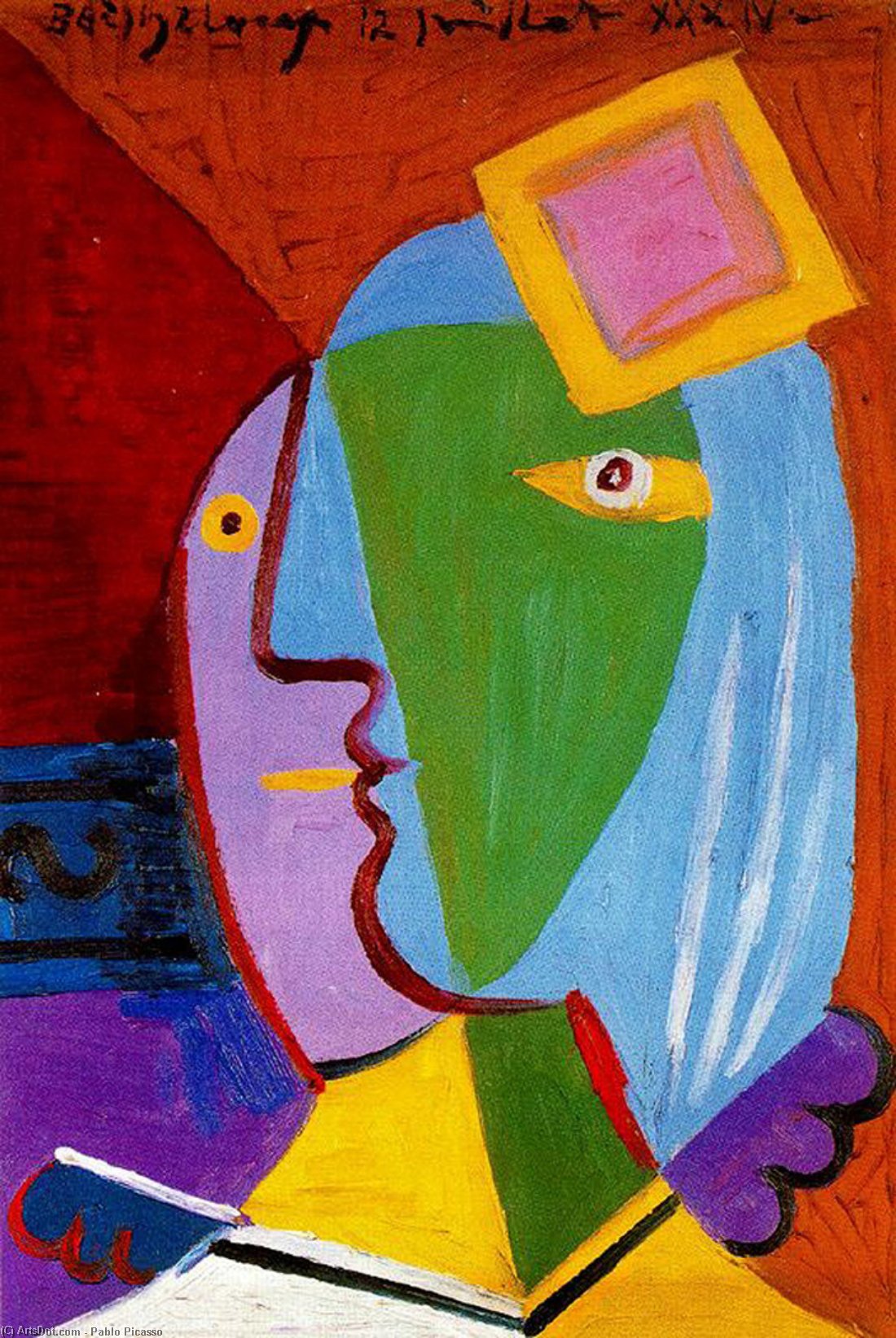 Wikoo.org - موسوعة الفنون الجميلة - اللوحة، العمل الفني Pablo Picasso - Woman with cap
