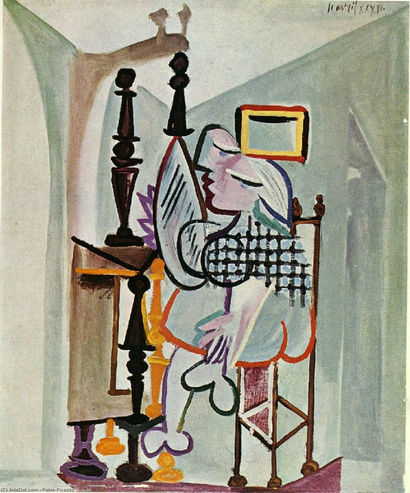 Wikioo.org - The Encyclopedia of Fine Arts - Painting, Artwork by Pablo Picasso - Woman by the dresser