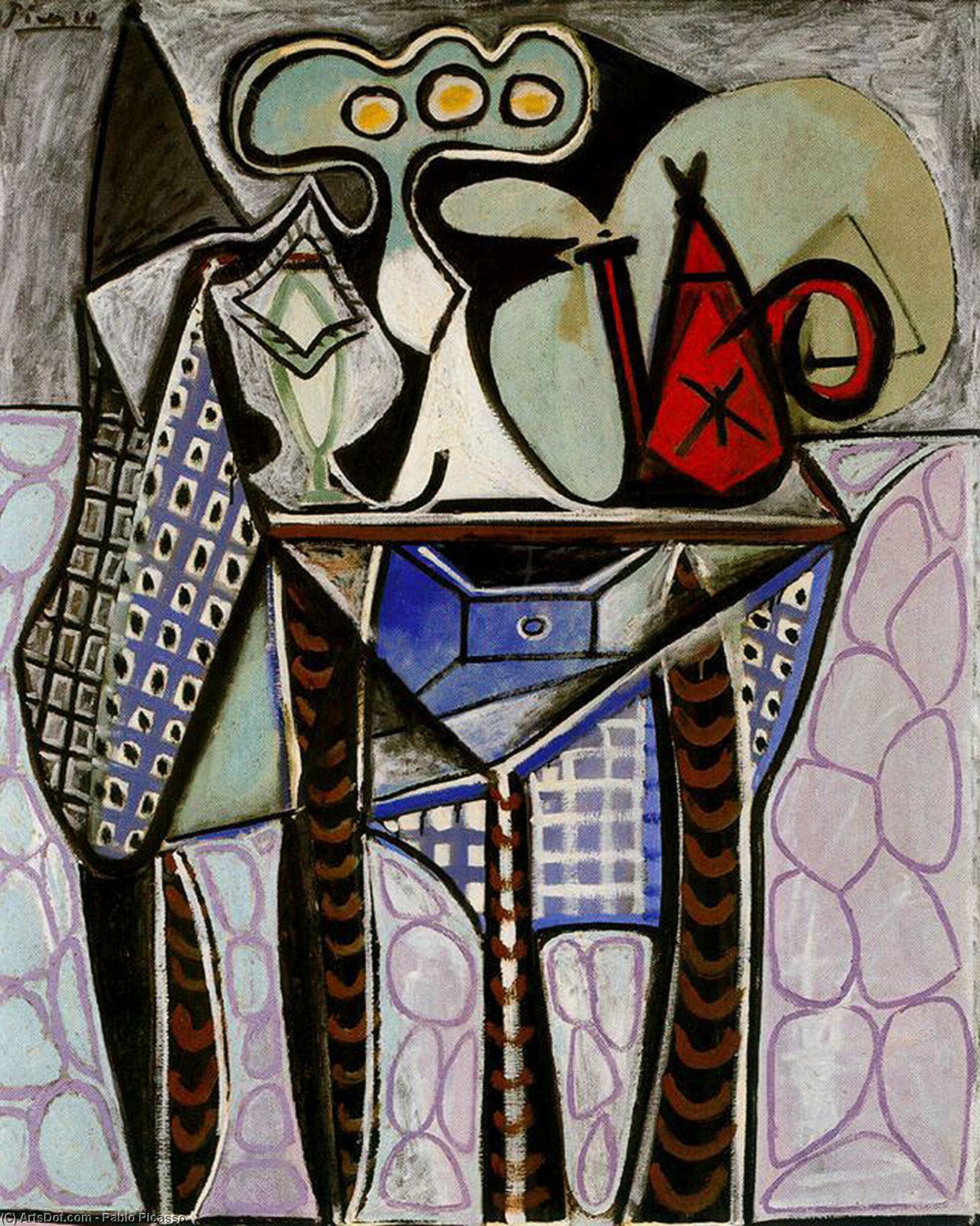 Wikoo.org - موسوعة الفنون الجميلة - اللوحة، العمل الفني Pablo Picasso - Still life on a table