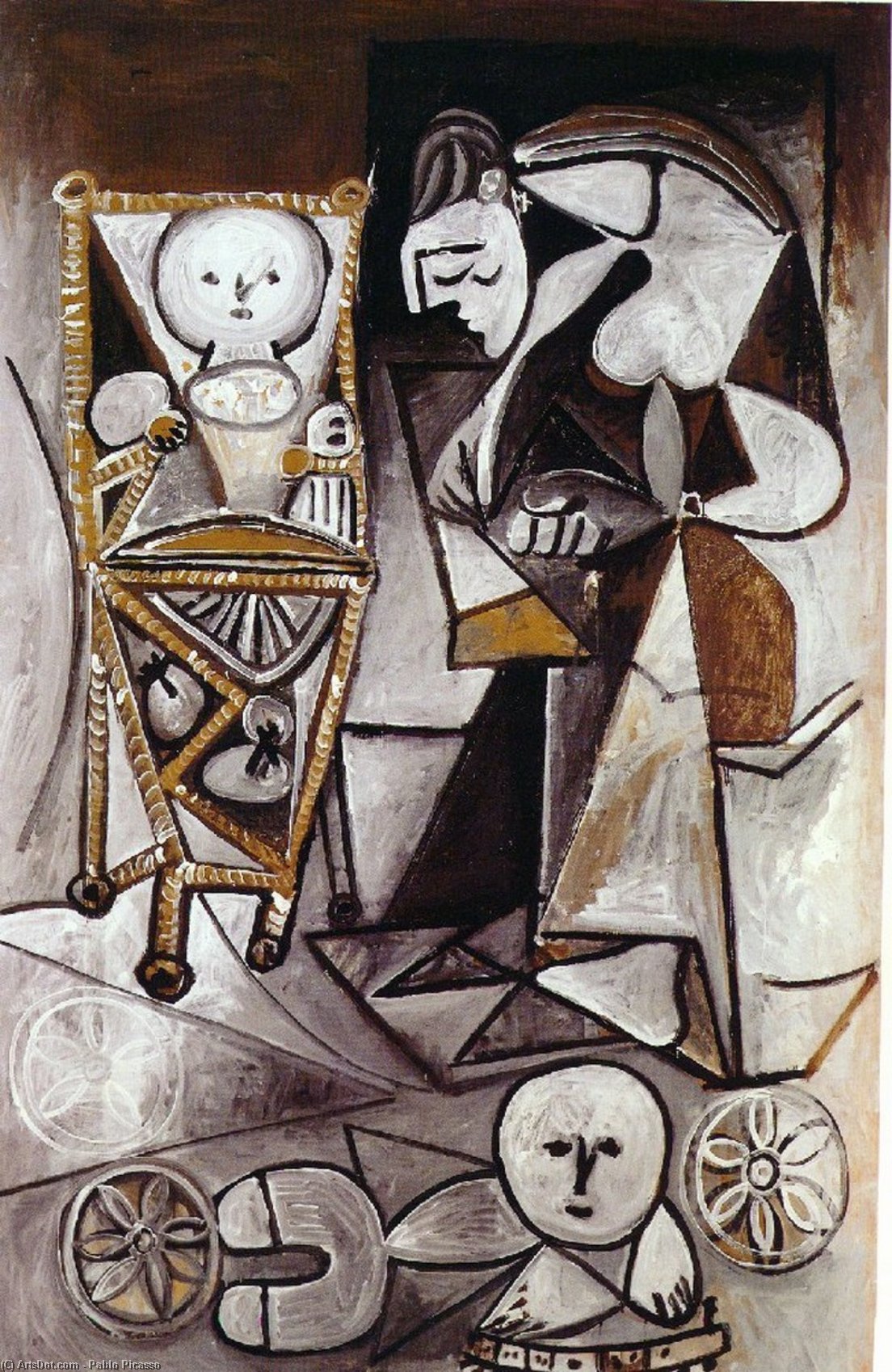 WikiOO.org - Enciklopedija dailės - Tapyba, meno kuriniai Pablo Picasso - Drawing woman surrounded by her children