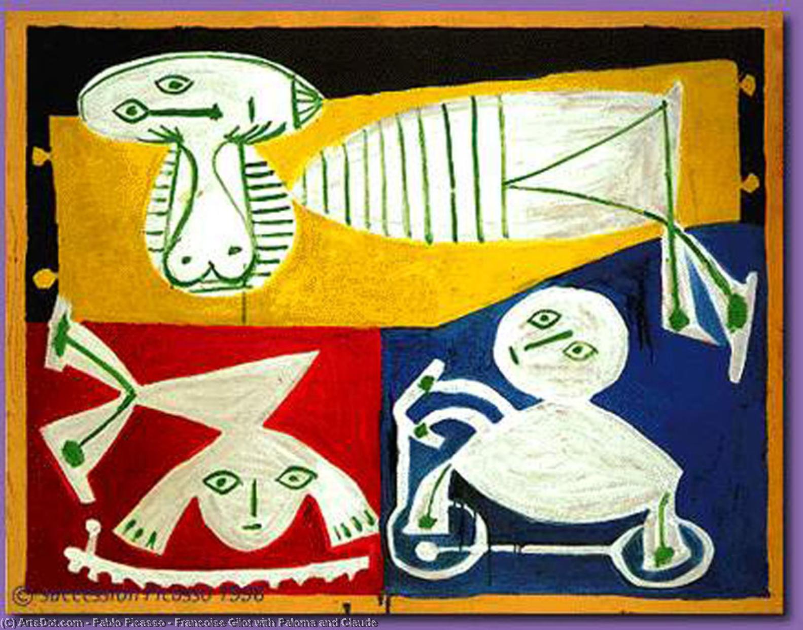 Wikioo.org - The Encyclopedia of Fine Arts - Painting, Artwork by Pablo Picasso - Francoise Gilot with Paloma and Claude