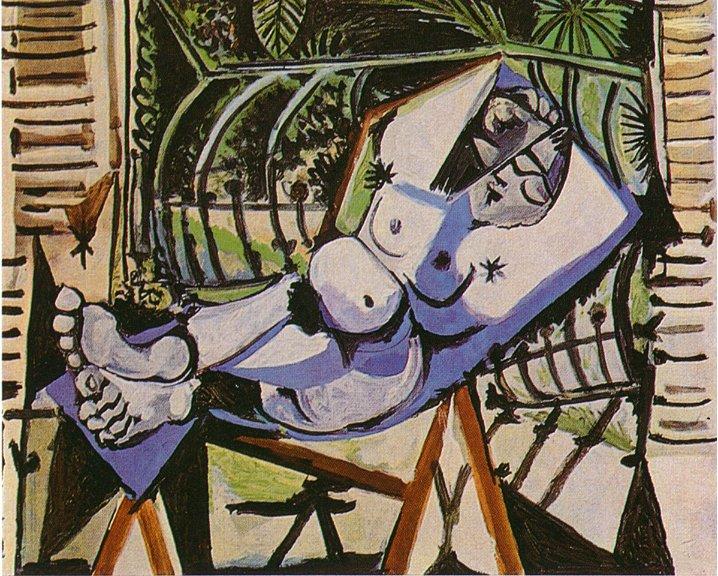 WikiOO.org - Encyclopedia of Fine Arts - Maľba, Artwork Pablo Picasso - Female nude near the garden