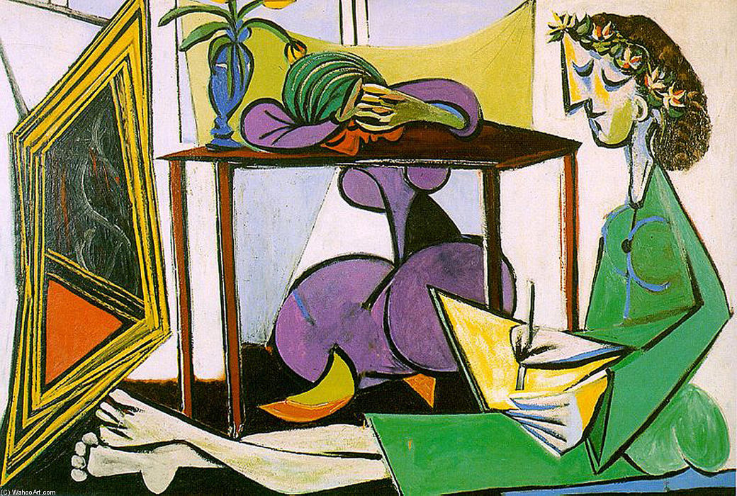 WikiOO.org - Enciklopedija dailės - Tapyba, meno kuriniai Pablo Picasso - Interior with girl drawing