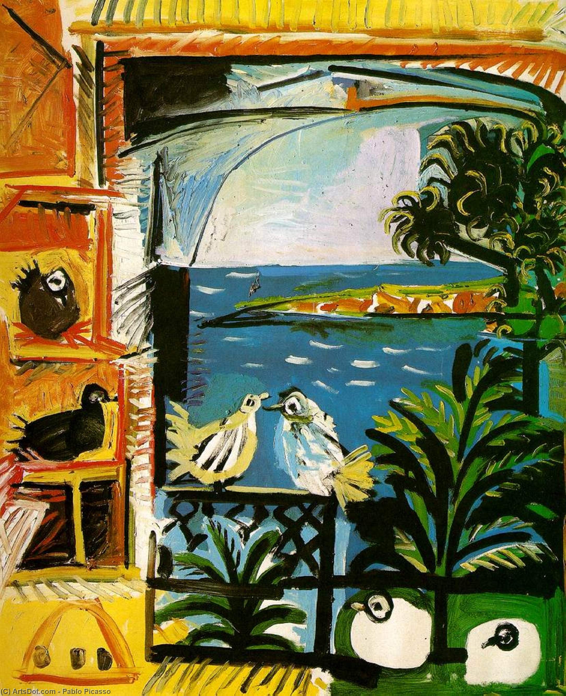 Wikioo.org - The Encyclopedia of Fine Arts - Painting, Artwork by Pablo Picasso - Studio (Pigeons) (Velazquez)