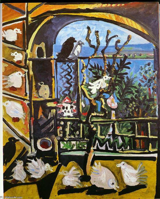 Wikioo.org - The Encyclopedia of Fine Arts - Painting, Artwork by Pablo Picasso - Studio (Pigeons) (Velazquez)