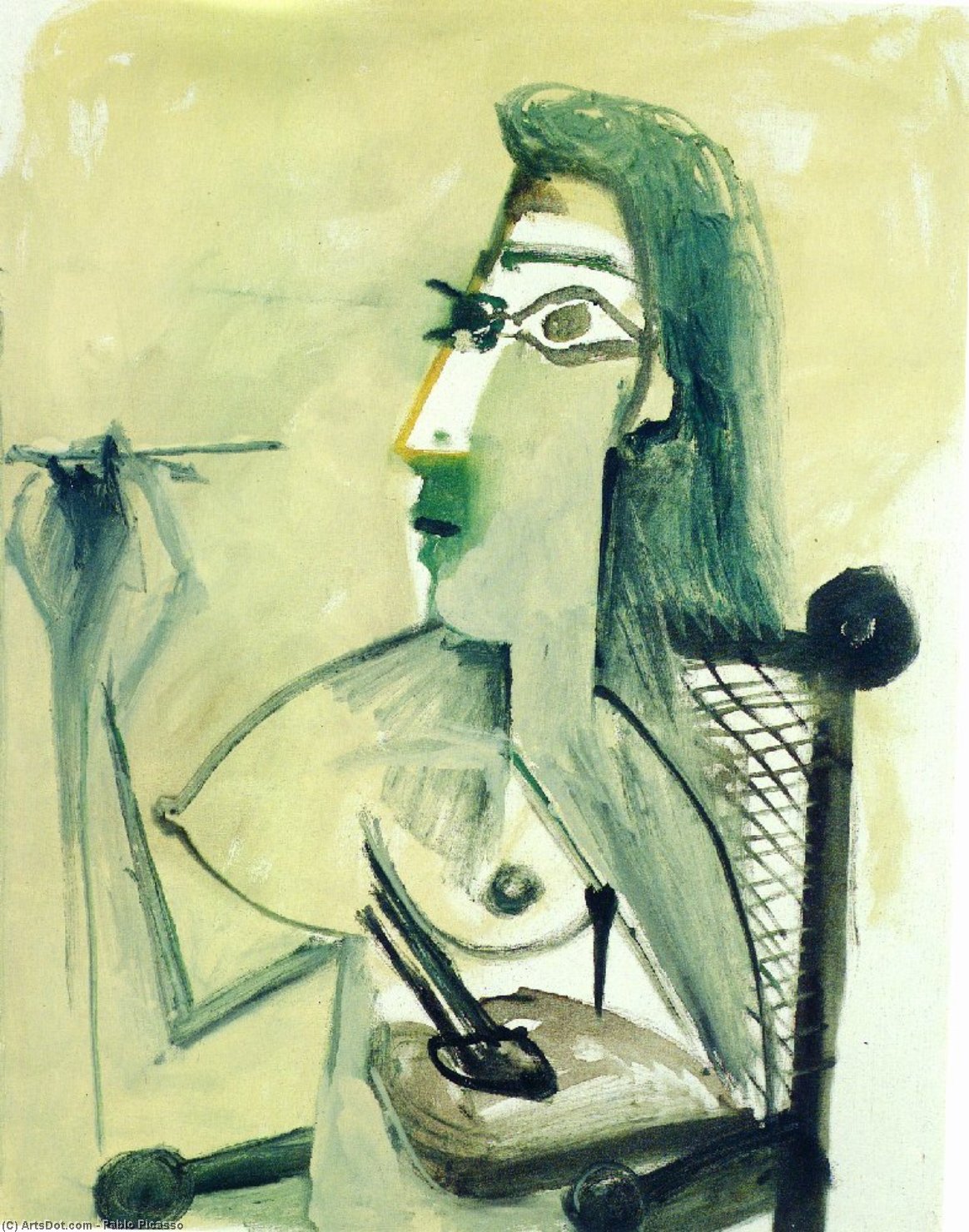 WikiOO.org - 百科事典 - 絵画、アートワーク Pablo Picasso - 描画 ヌード  座っている  インチ  アームチェア