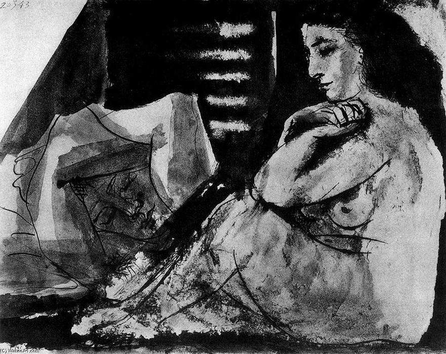Wikioo.org - The Encyclopedia of Fine Arts - Painting, Artwork by Pablo Picasso - Sleeping man and sitting woman