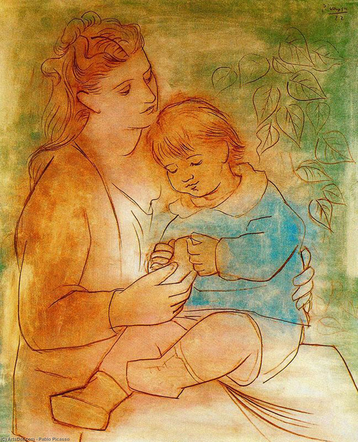 WikiOO.org - Encyclopedia of Fine Arts - Festés, Grafika Pablo Picasso - Mother and child
