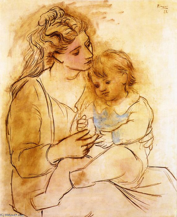 Wikoo.org - موسوعة الفنون الجميلة - اللوحة، العمل الفني Pablo Picasso - Mother and child