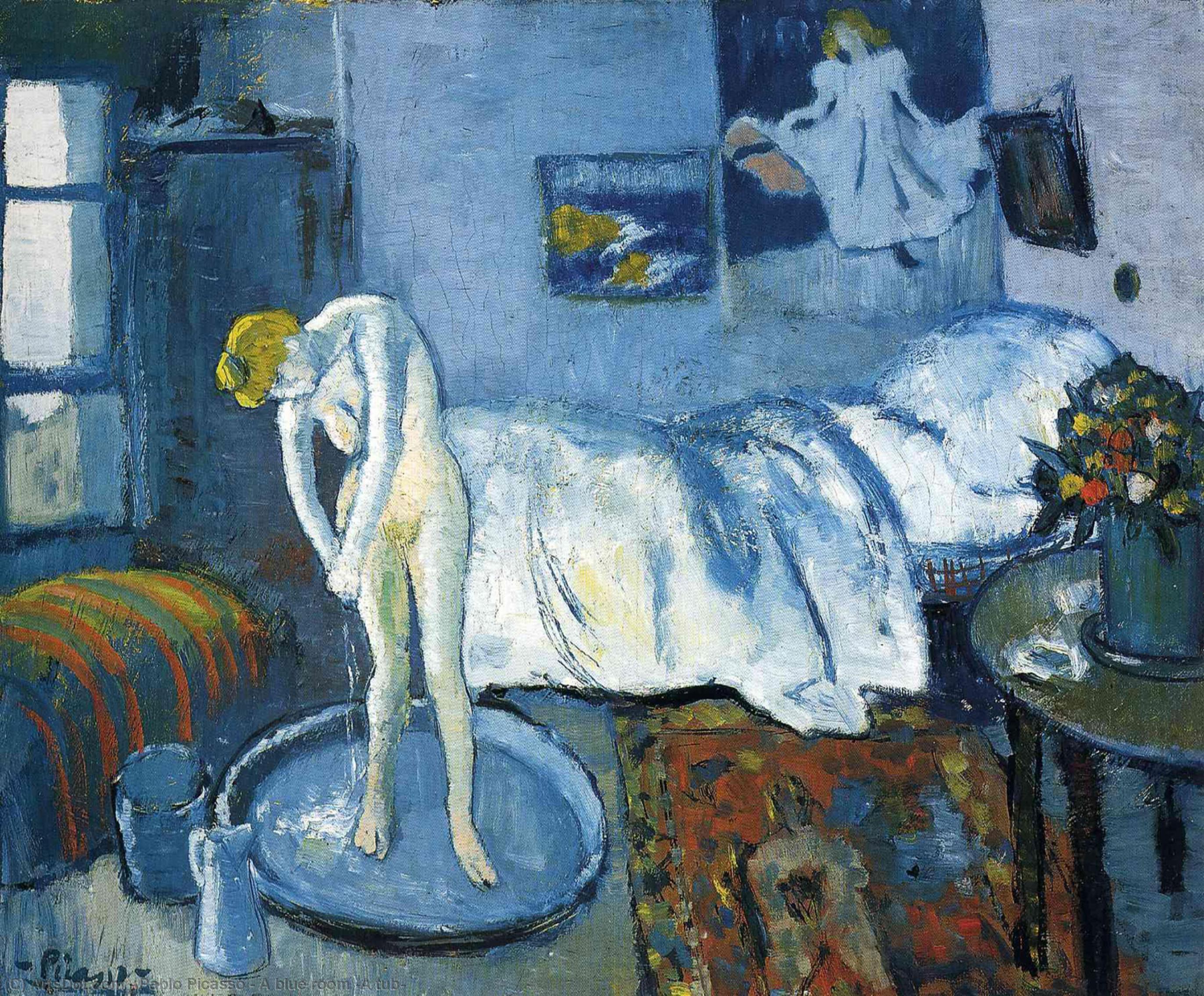Wikioo.org – L'Encyclopédie des Beaux Arts - Peinture, Oeuvre de Pablo Picasso - un bleu espace  une  baquet
