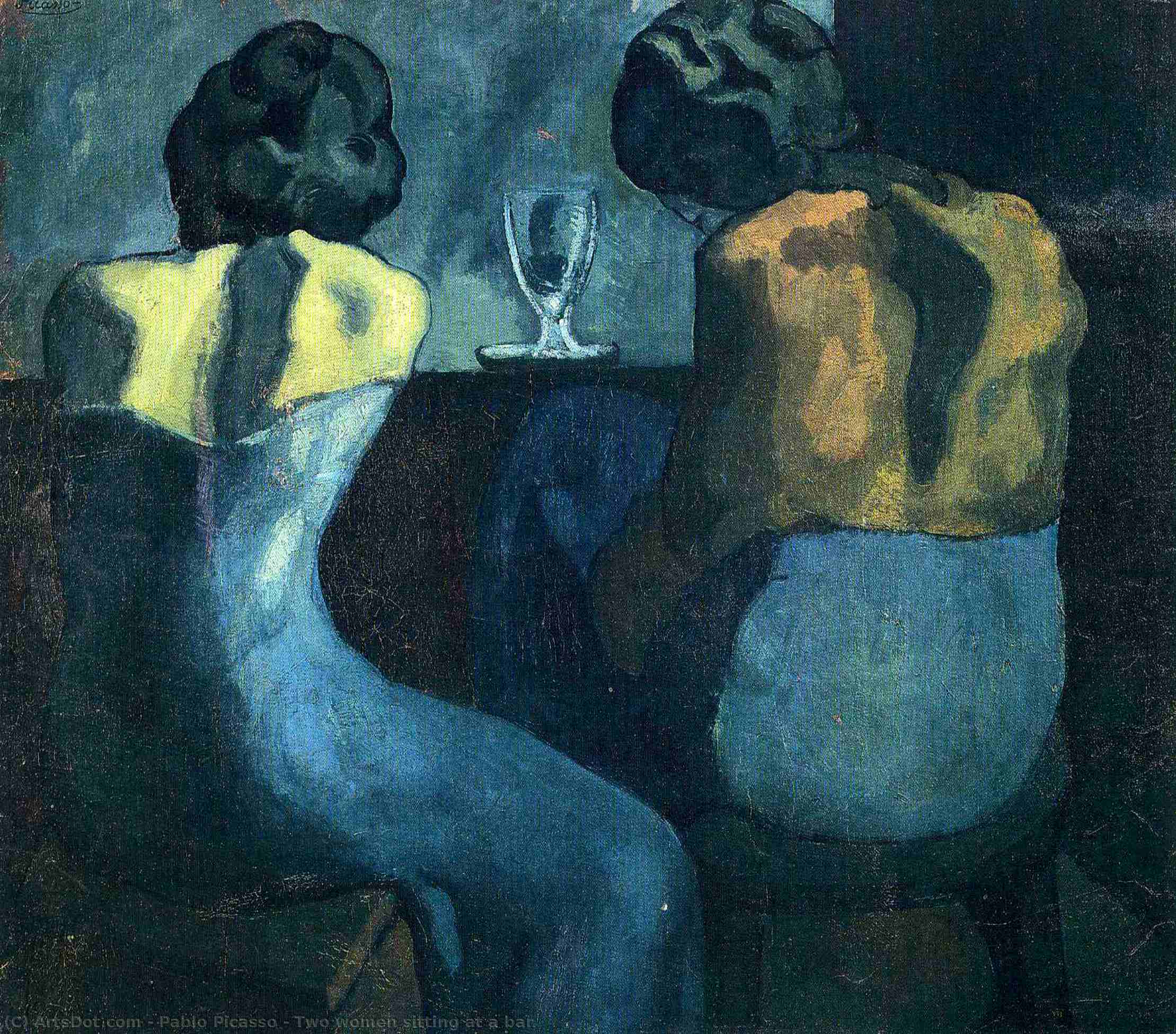 Wikioo.org - The Encyclopedia of Fine Arts - Painting, Artwork by Pablo Picasso - Two women sitting at a bar