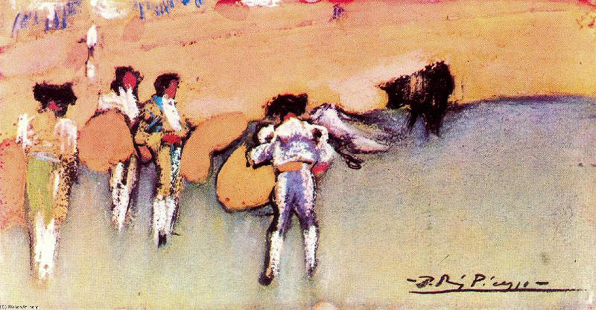 Wikioo.org – L'Enciclopedia delle Belle Arti - Pittura, Opere di Pablo Picasso - Toreri e toro servizio  per  Antartico  avanti  muovere