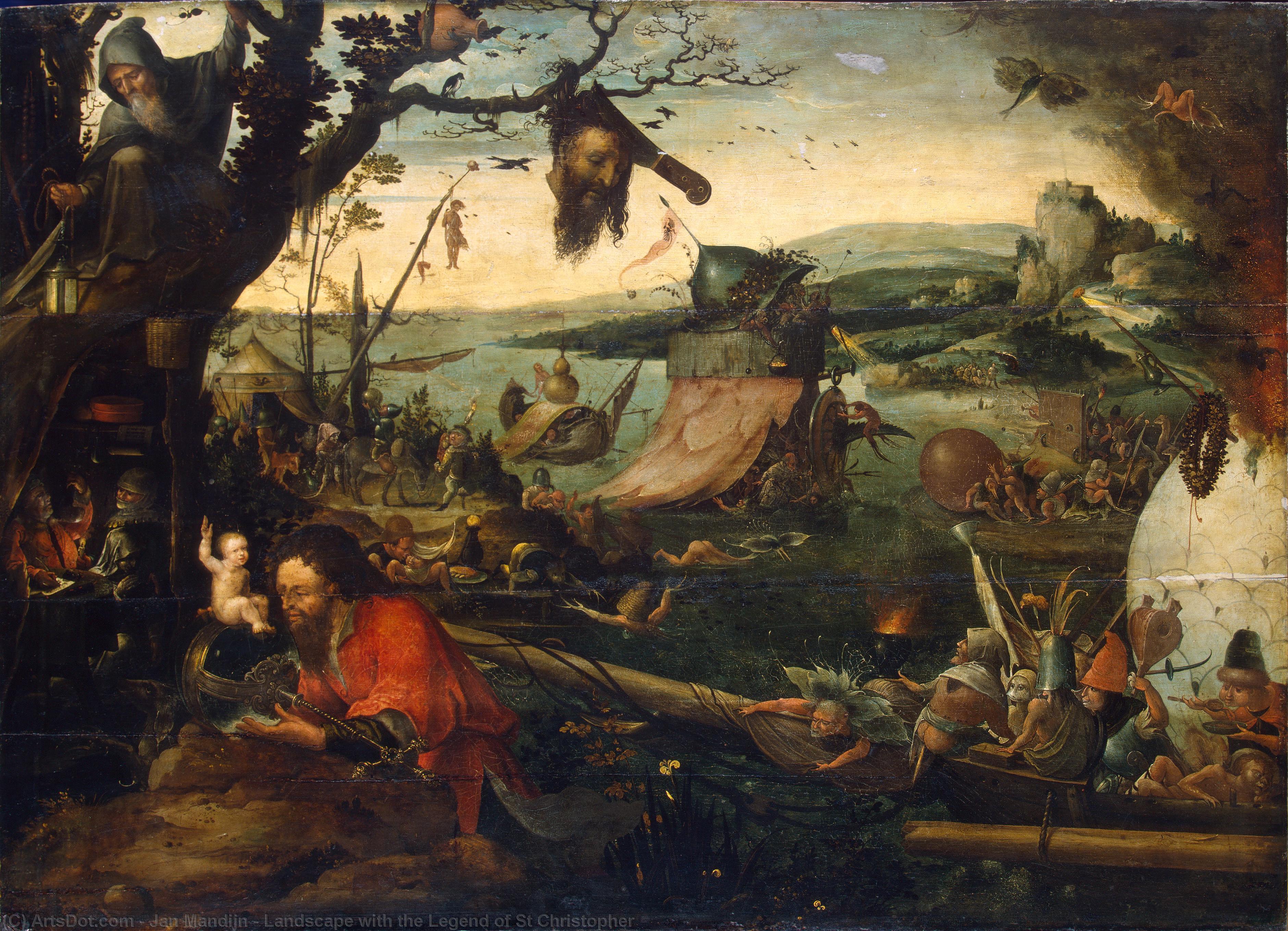 Wikioo.org - The Encyclopedia of Fine Arts - Painting, Artwork by Jan Mandijn - Landscape with the Legend of St Christopher