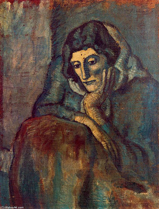 Wikoo.org - موسوعة الفنون الجميلة - اللوحة، العمل الفني Pablo Picasso - Woman in blue