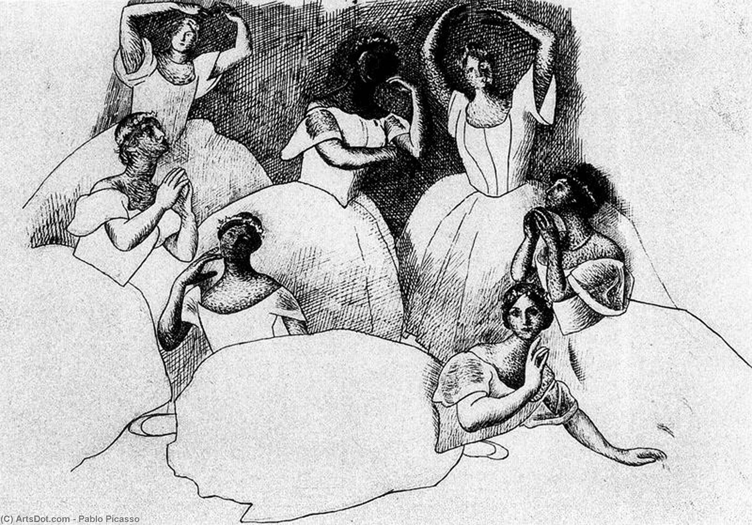 WikiOO.org - Encyclopedia of Fine Arts - Maľba, Artwork Pablo Picasso - Seven ballerinas