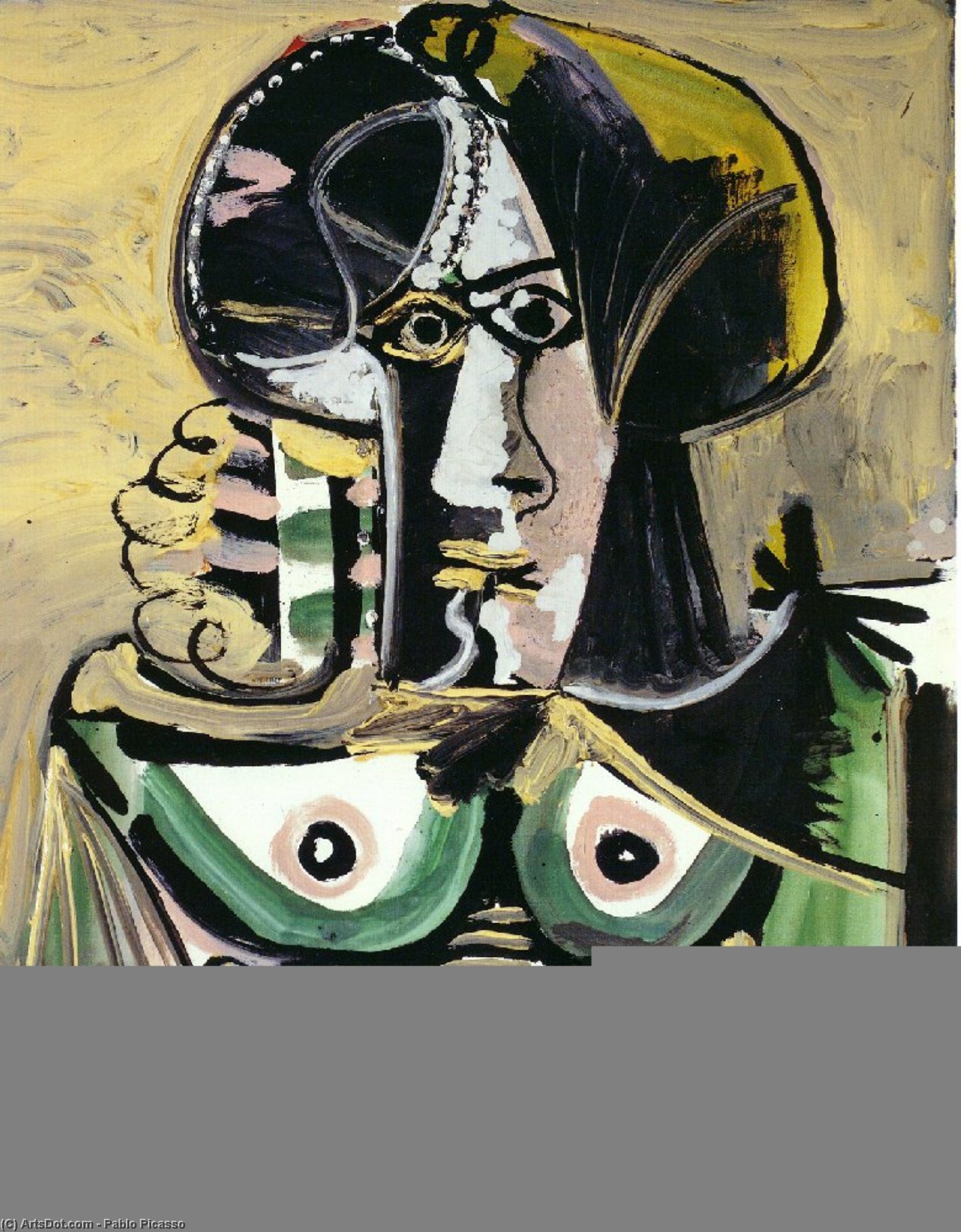 Wikoo.org - موسوعة الفنون الجميلة - اللوحة، العمل الفني Pablo Picasso - Bust of woman