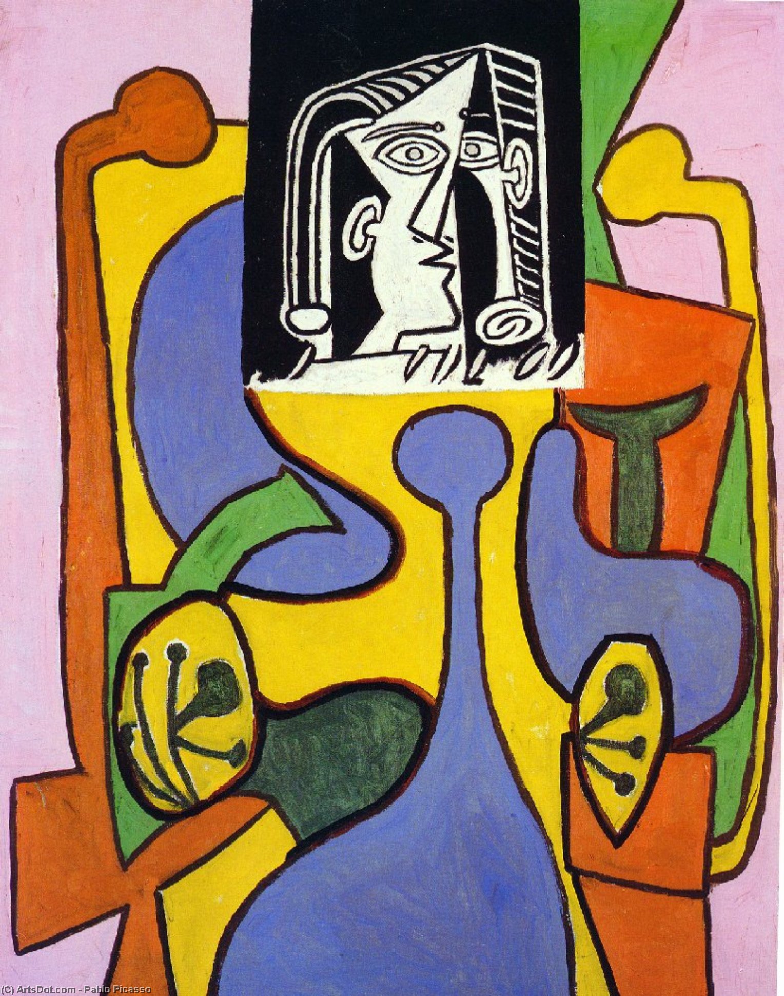 Wikoo.org - موسوعة الفنون الجميلة - اللوحة، العمل الفني Pablo Picasso - Woman sitting in an armchair